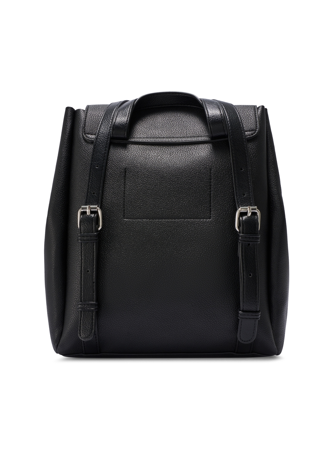 Black medium women's backpack TOREC-1132-99(W26) - product view from the back, on a white background.