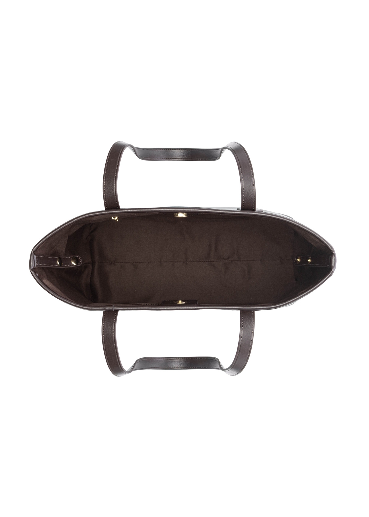 Brown women's shopper bag TOREC-1235-1H(W26), product view inside on white background.