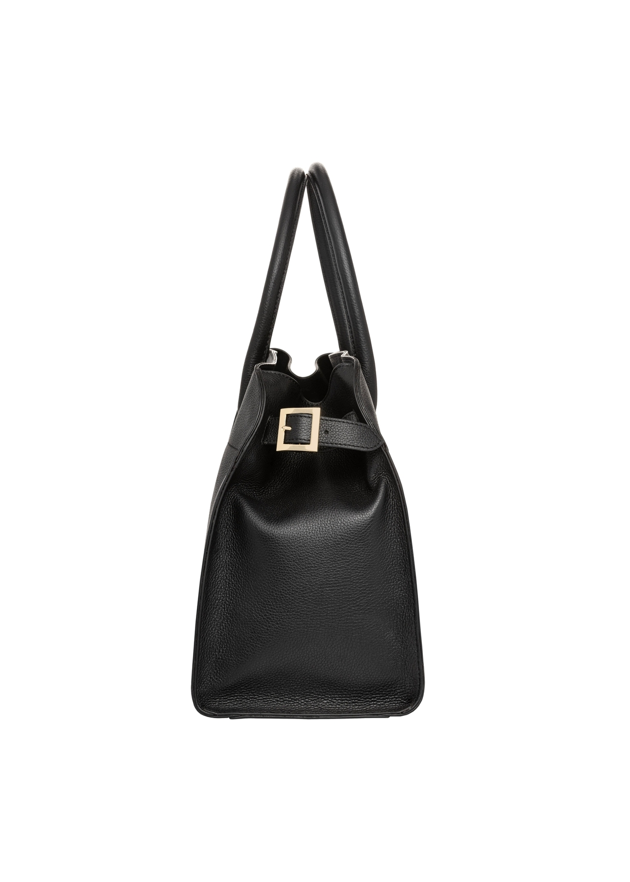 Leather black handbag TORES-1191-9I(Z26), product view from the side on a white background.