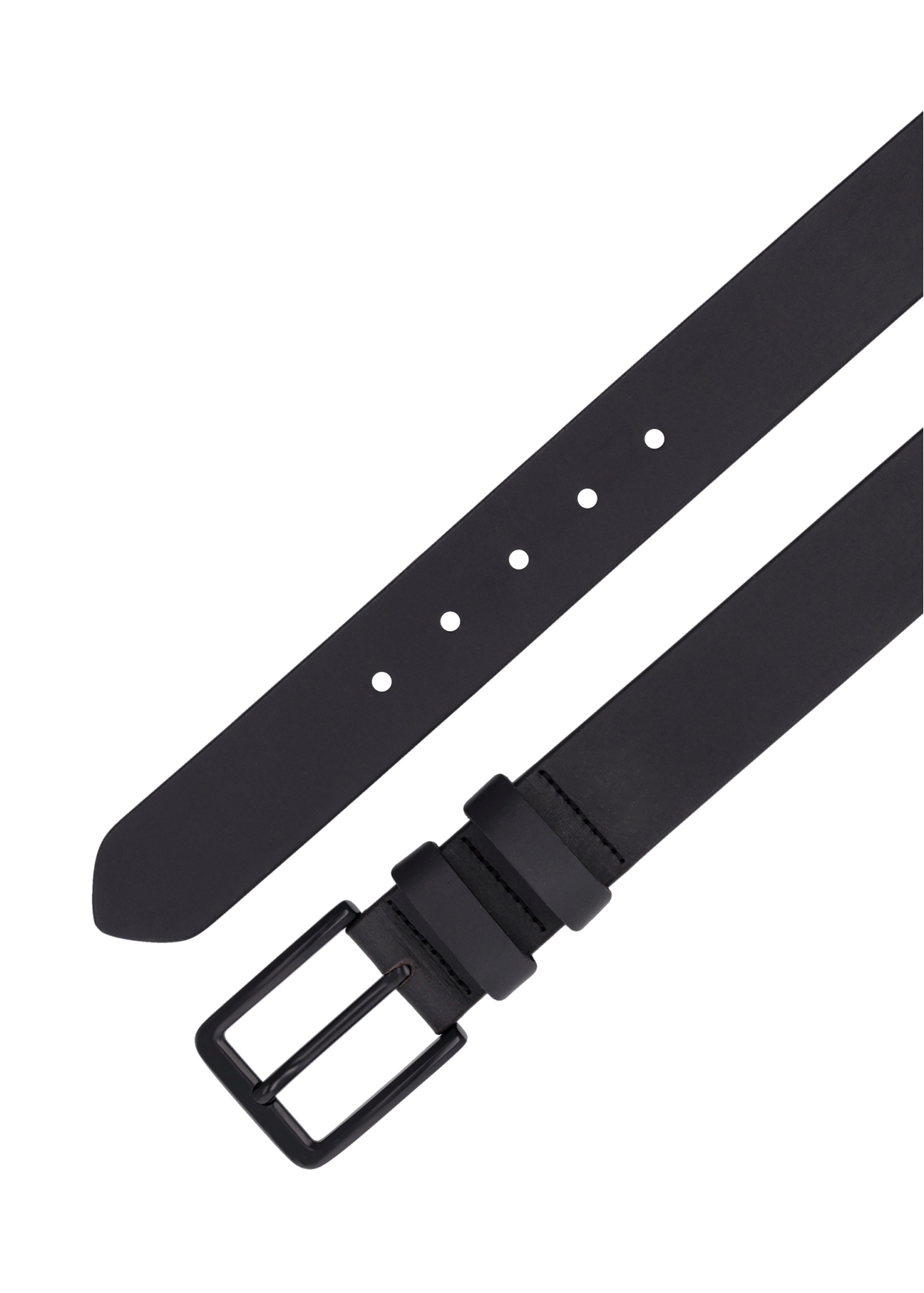 Black men's leather belt PASMS-0287-99(Z26), view of the buckle against a white background.