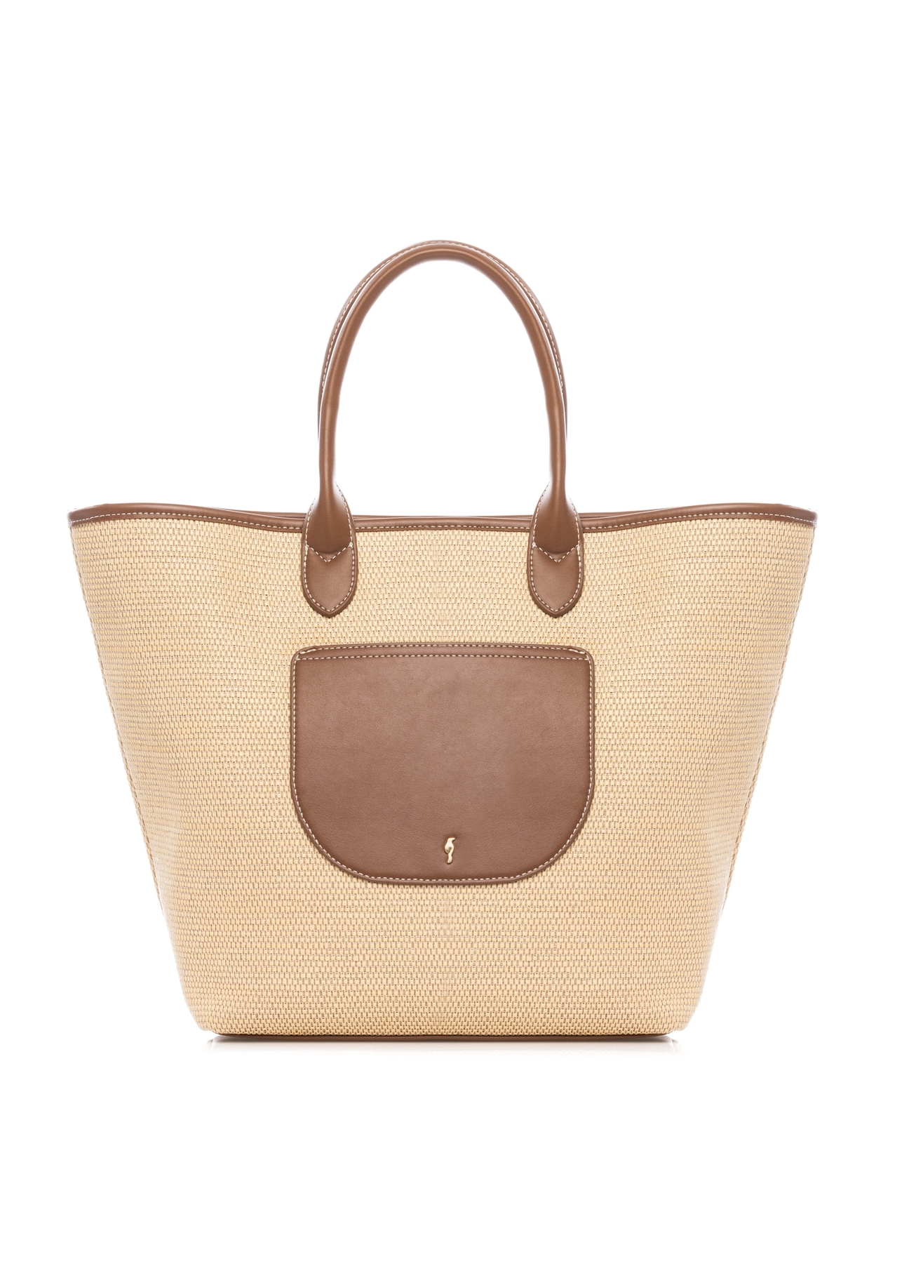 Large women's straw handbag TOREC-1229-1E(W26), front product view, on white background.