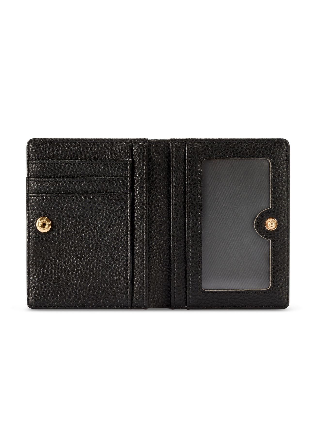 Small black women's wallet POREC-0415-99(W26), product view inside on white background.