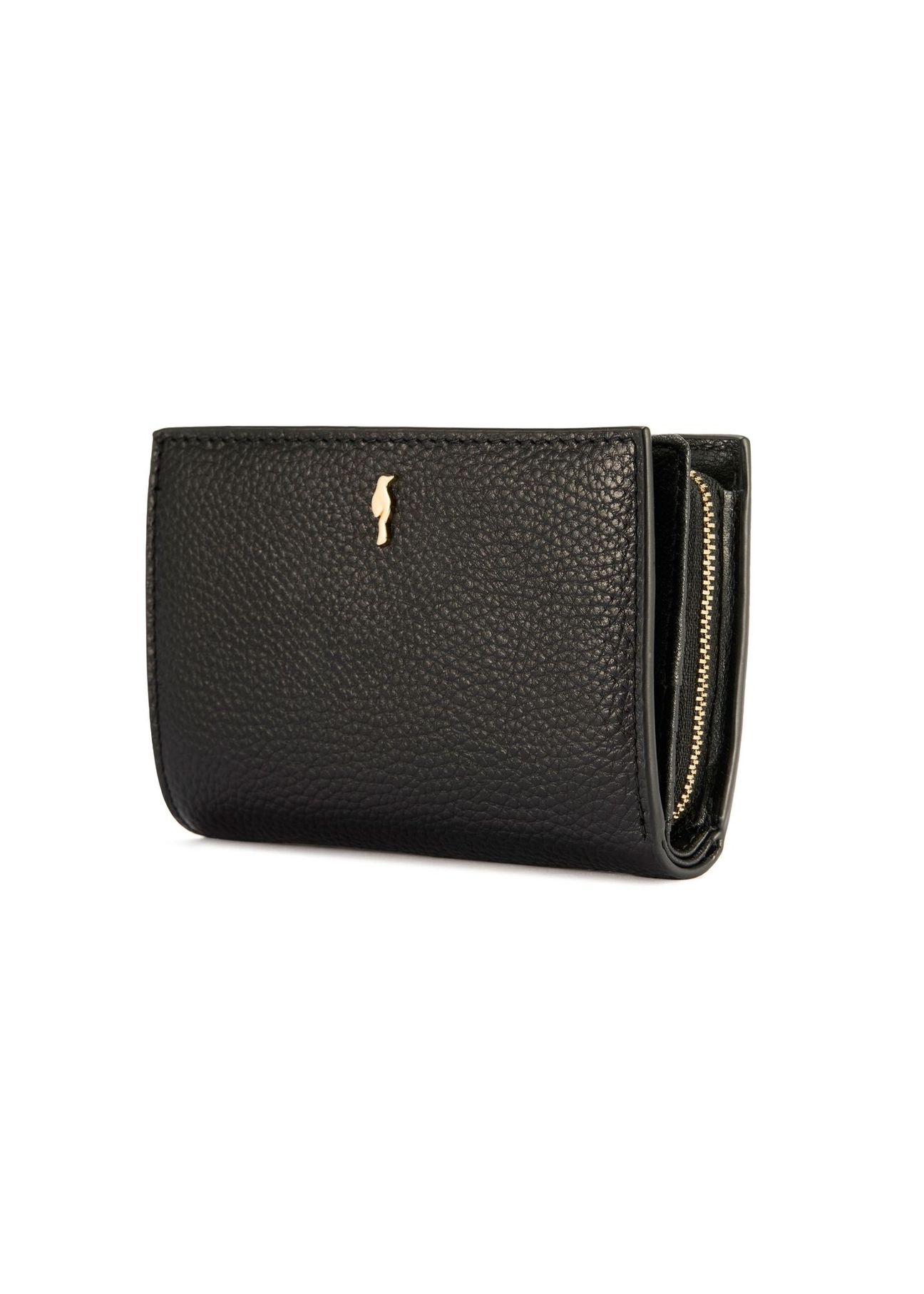 Medium black women's wallet with RFID protectionPORES-0823RFID-9I(Z26), diagonal product view on white background.