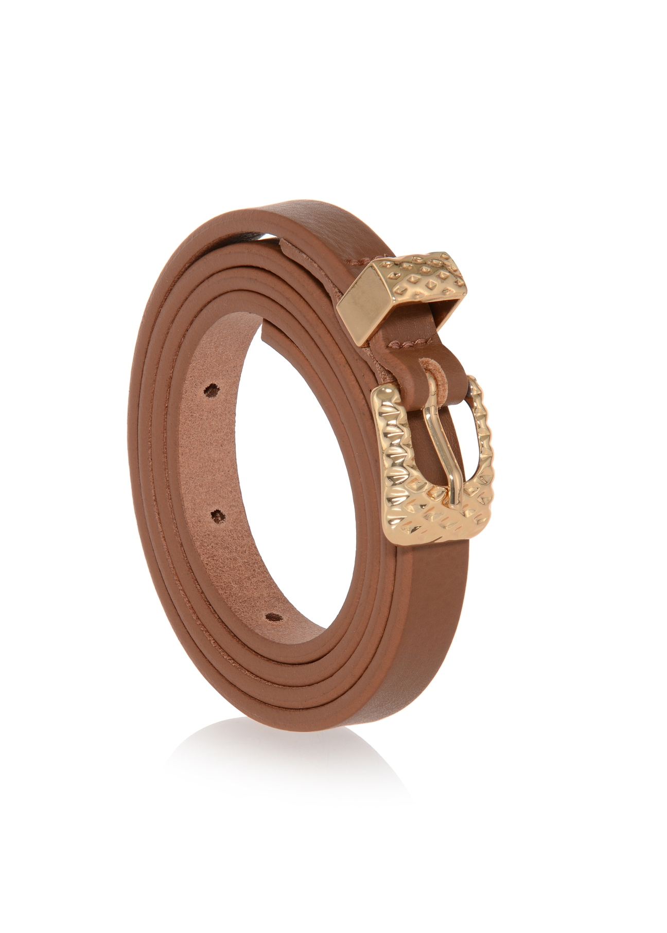 Brown leather women's belt PASDS-0265-89(W23)-02