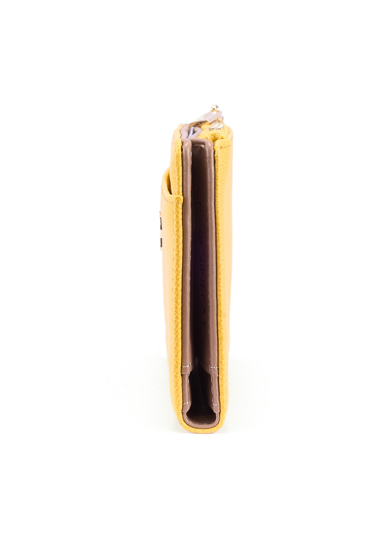 Large yellow women's wallet POREC-0406-21(W25), product view from the side on a white background.
