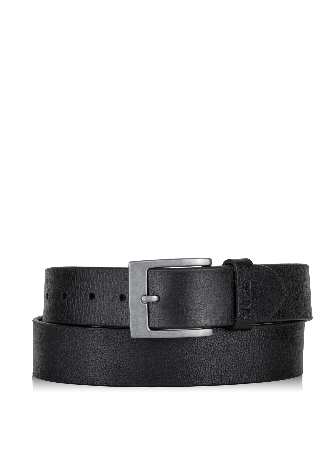 Men's black leather belt PASMS-0245-99(Z23)-01
