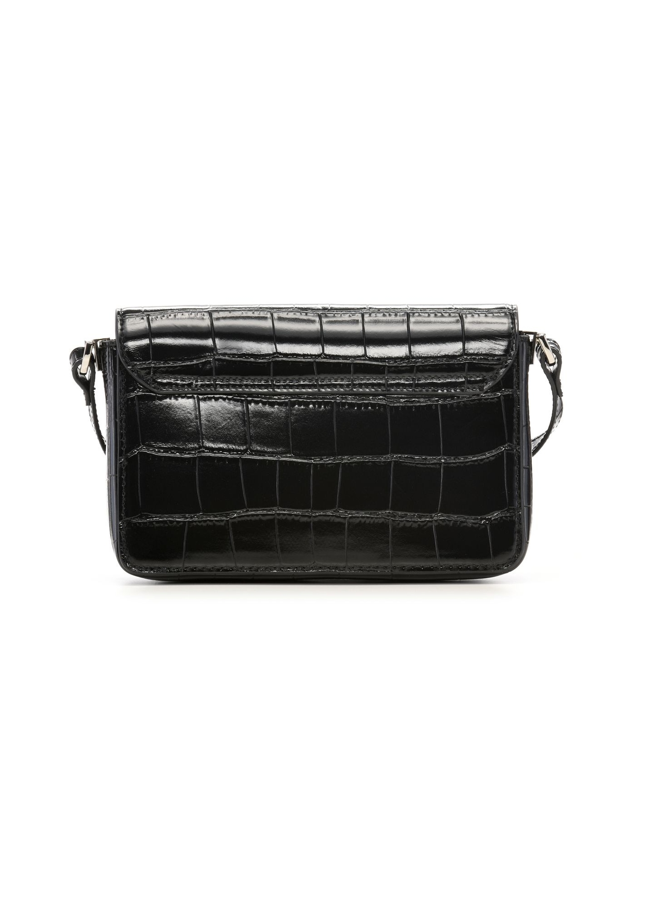 Elegant black croco women's handbag TOREC-1251-9G(Z26) - product view from the back, on a white background.