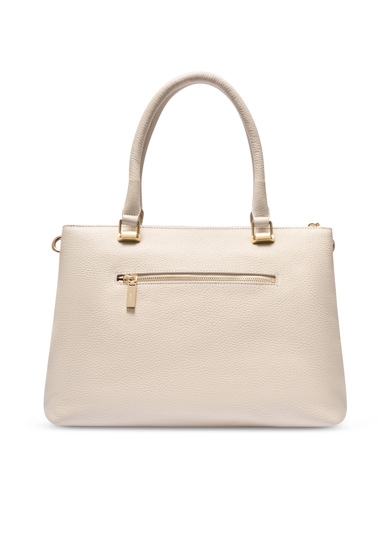 Cream leather women's shopper handbag TORES-1204-0B(W26), back view of the product on a white background.
