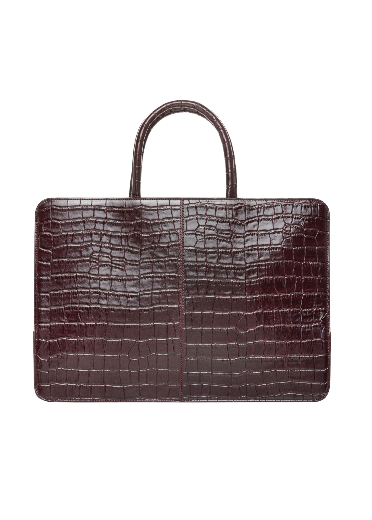 Burgundy croco leather laptop bag TORES-1321-4D(Z26). Back view on white background.