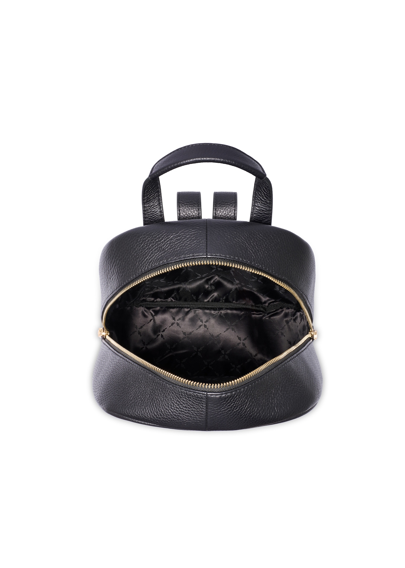 Women's leather backpack in black color TORES-1276-9I(W26), product view inside on white background.