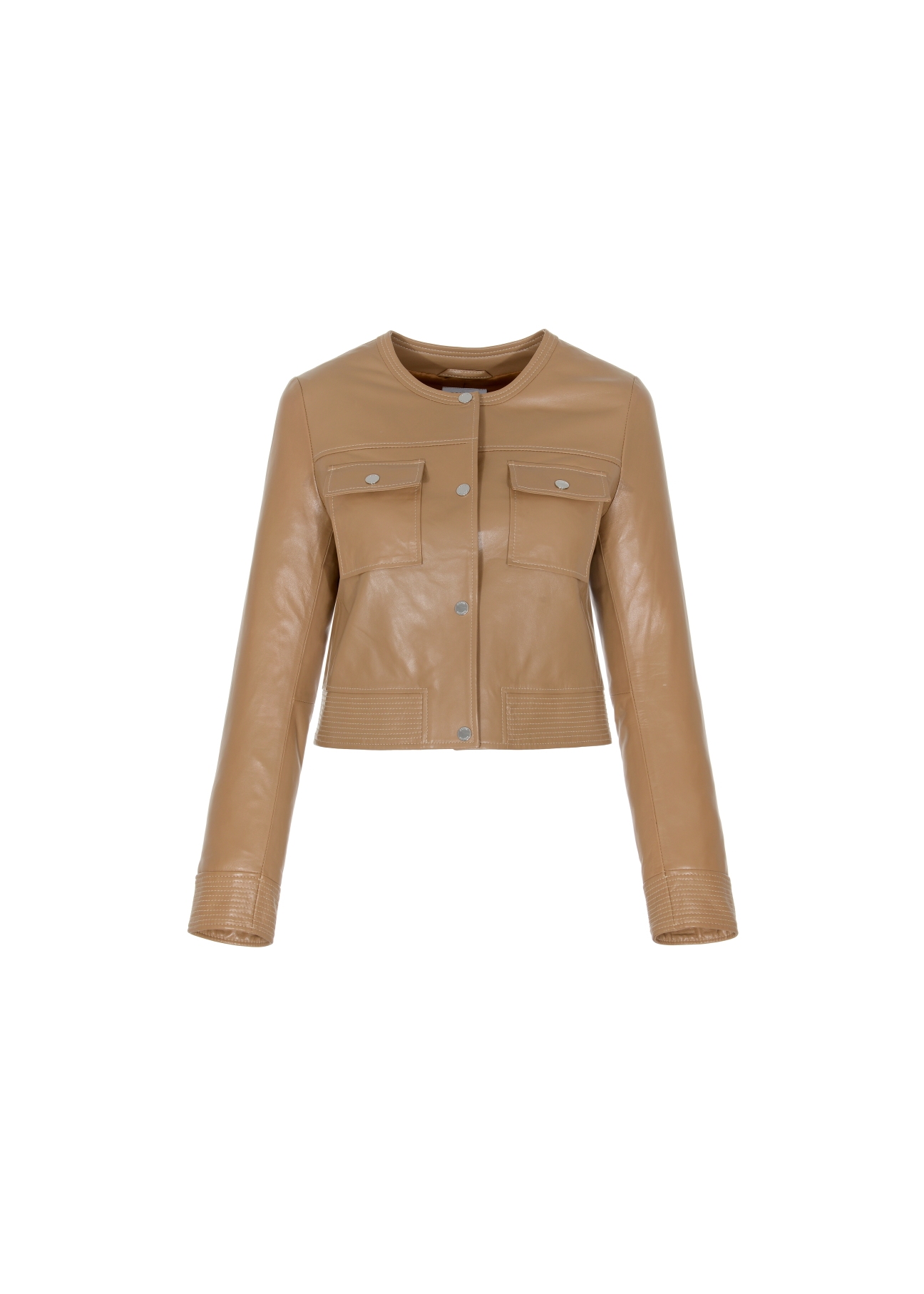Women's caramel leather jacket KURDS-0346-5607(W22)-03