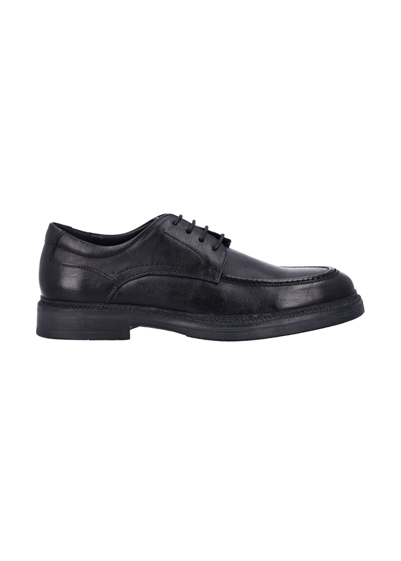 Men's black leather shoes BUTYM-0565-99(Z26), side view of the product on a white background.