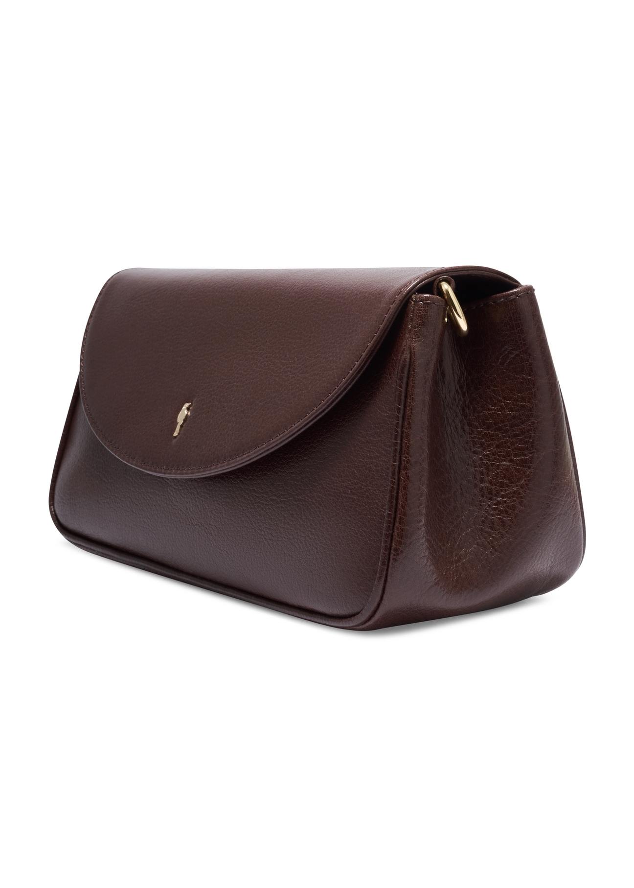 Classic brown leather women's handbag TORES-1371-1H(Z26). Side view, diagonal, on a white background.