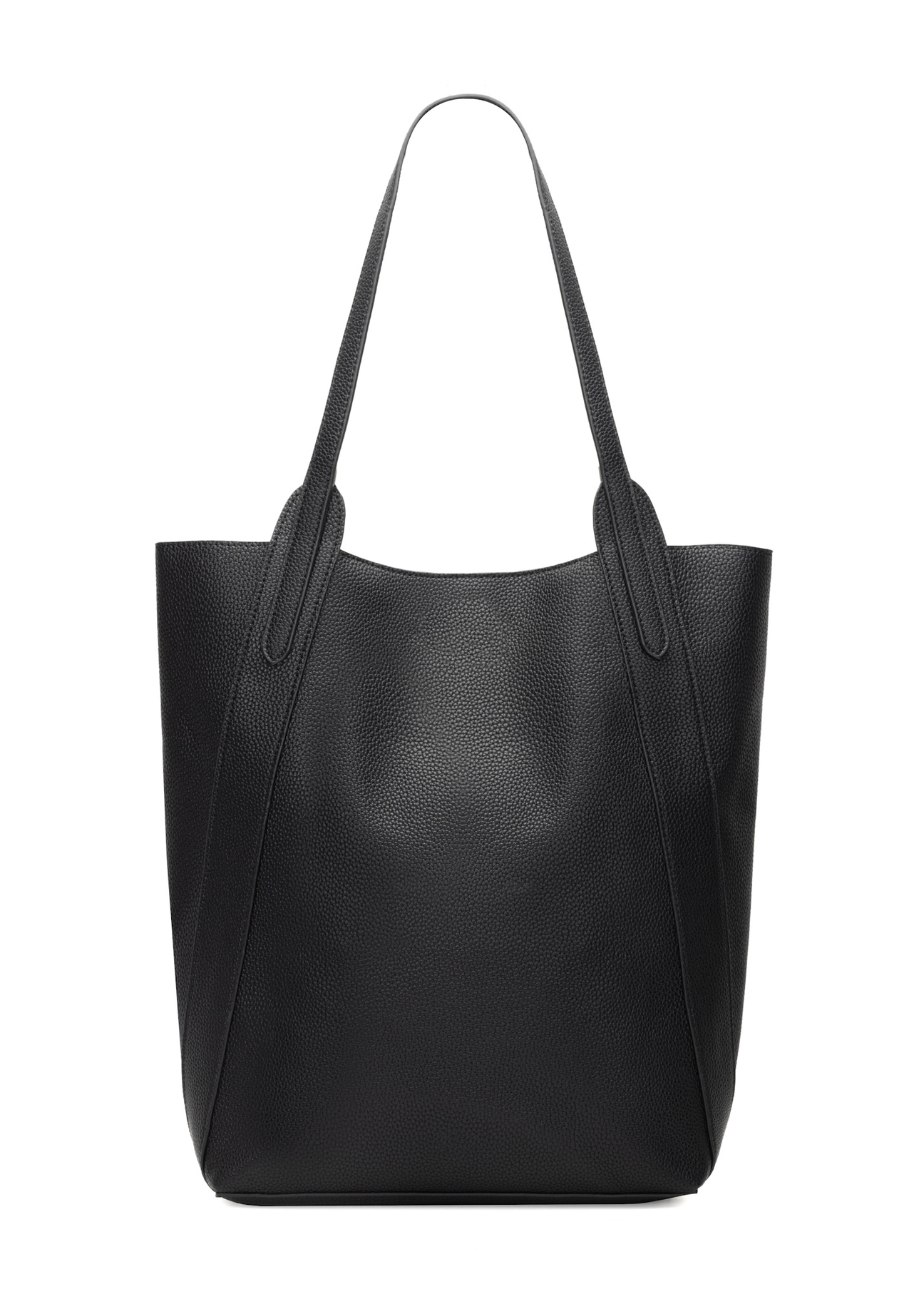 Black large women's shopper handbag TOREC-1142-9I(W26), product view from the back on a white background.