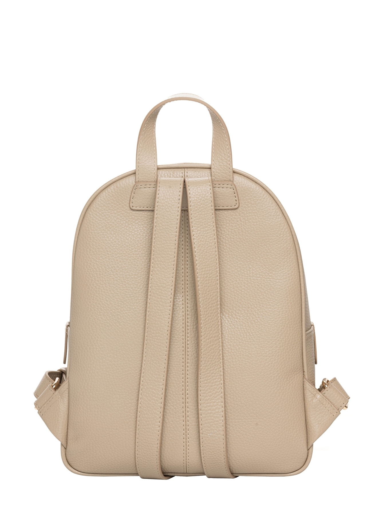 Beige leather women's backpack TORES-1345-1B(Z26). Back view on white background.