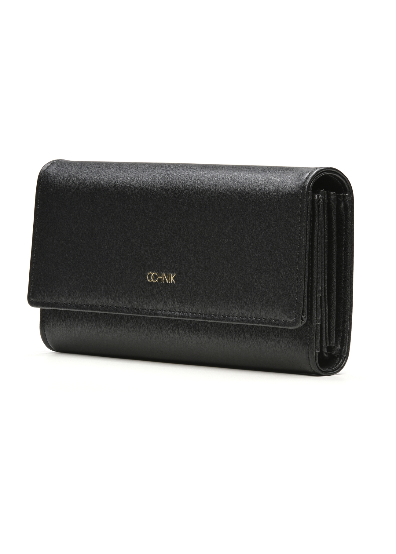 Black large women's wallet POREC-0398A-99(Z25), diagonal product view on white background.