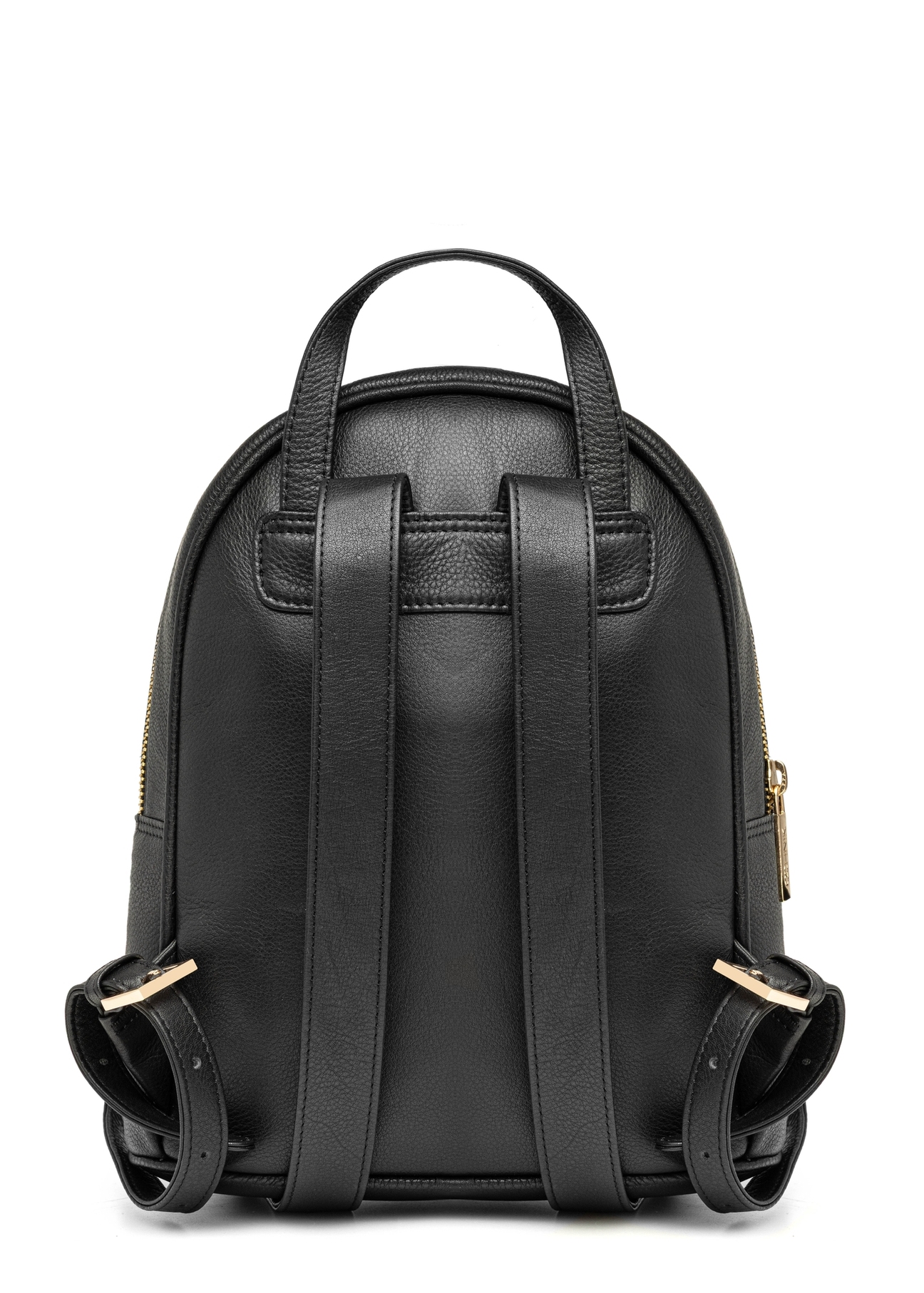 Black leather women's backpack TORES-1228-99(W26), product view from the back on a white background.