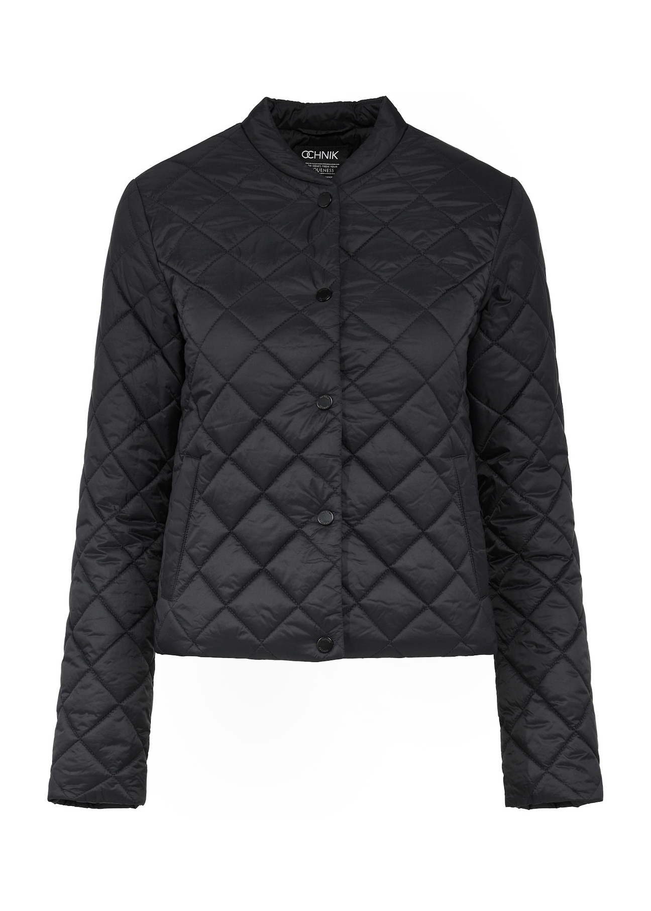 Black women's quilted jacket KURDT-0599-99(Z25), front product view on white background.