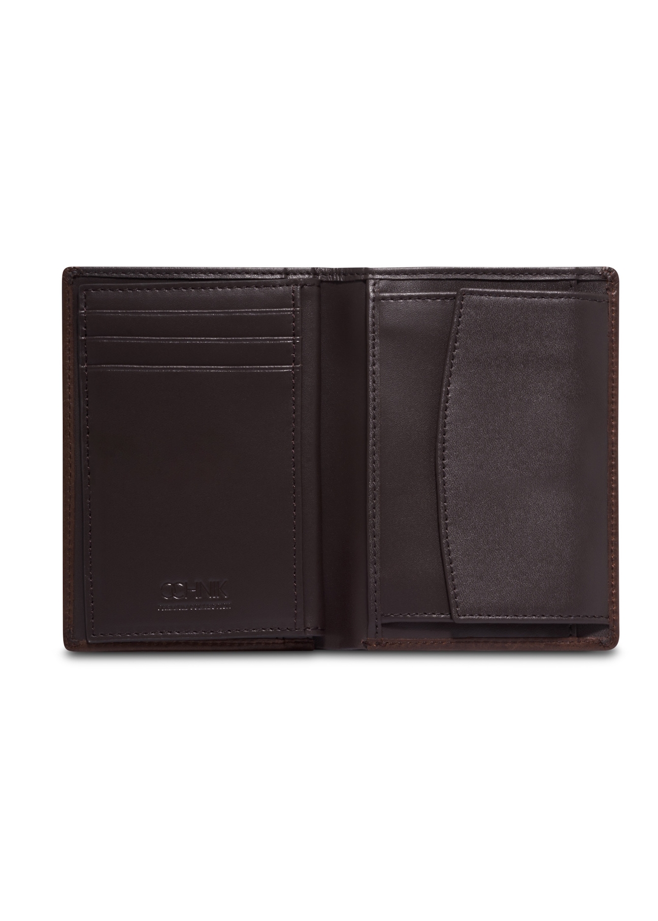 Dark brown men's leather wallet PORMS-0736-1I(Z26), product view inside on white background.