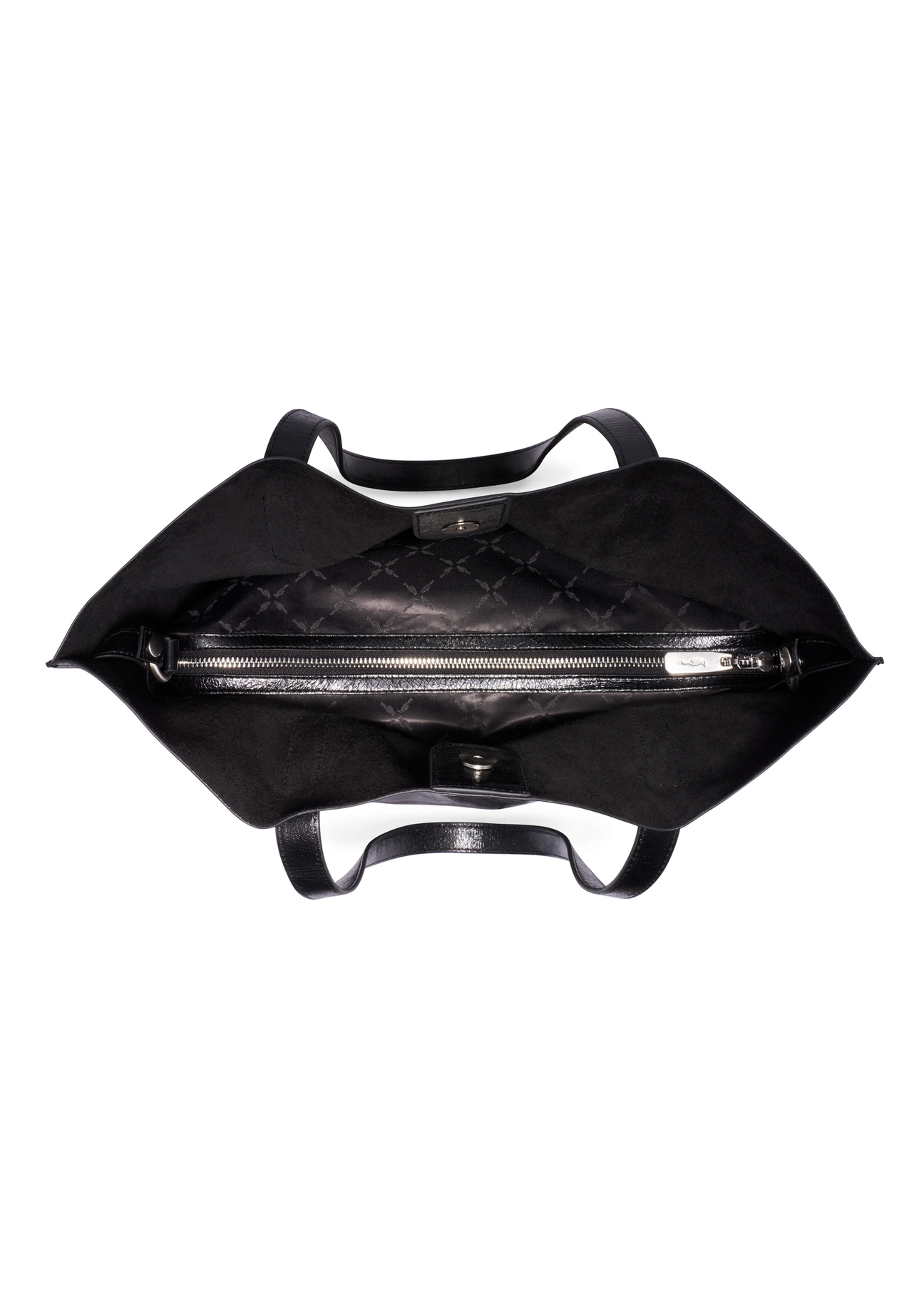 Large black women's shoulder bag with gloss TORES-1368-9F(Z26), product view inside on white background.