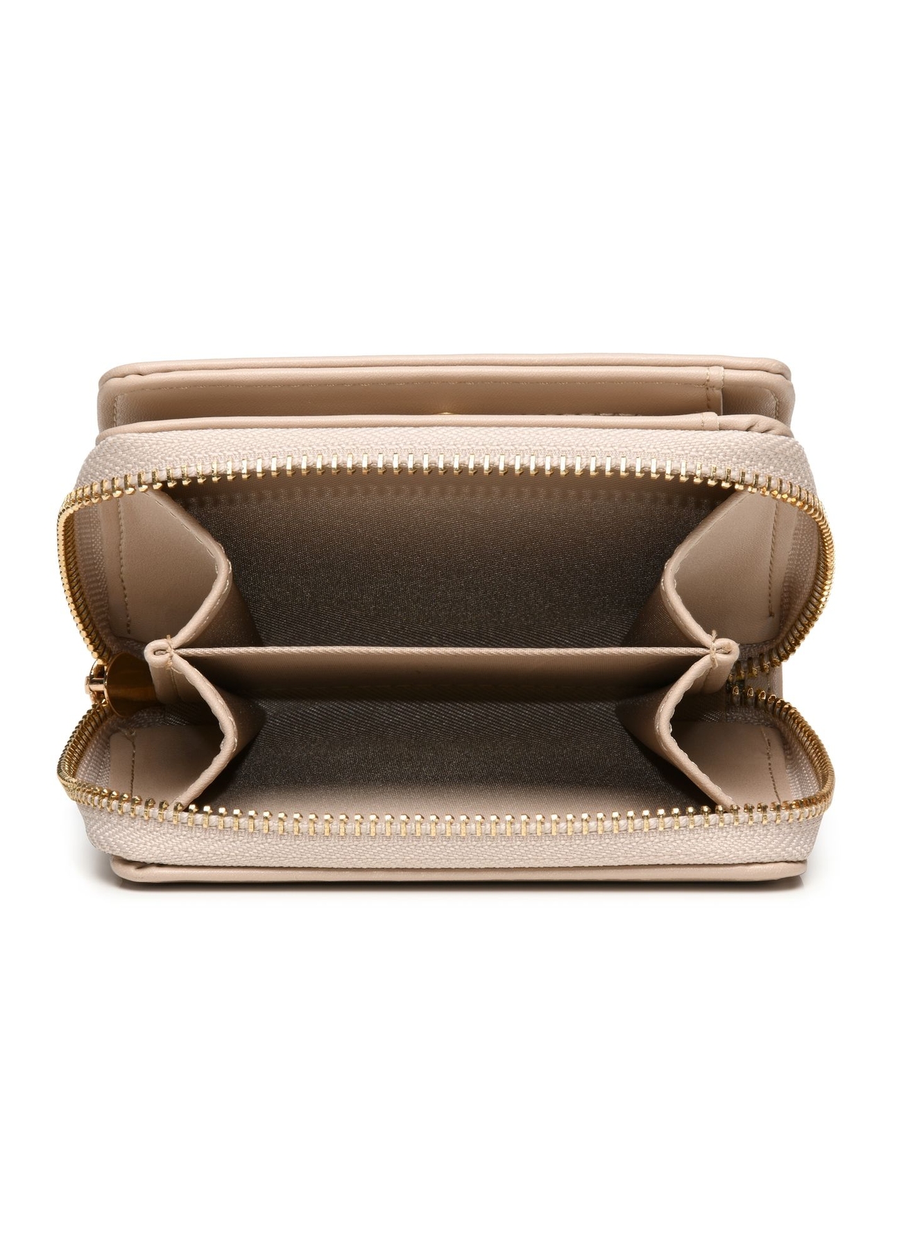 Beige small women's wallet POREC-0399A-81(Z25), product view from above on a white background.