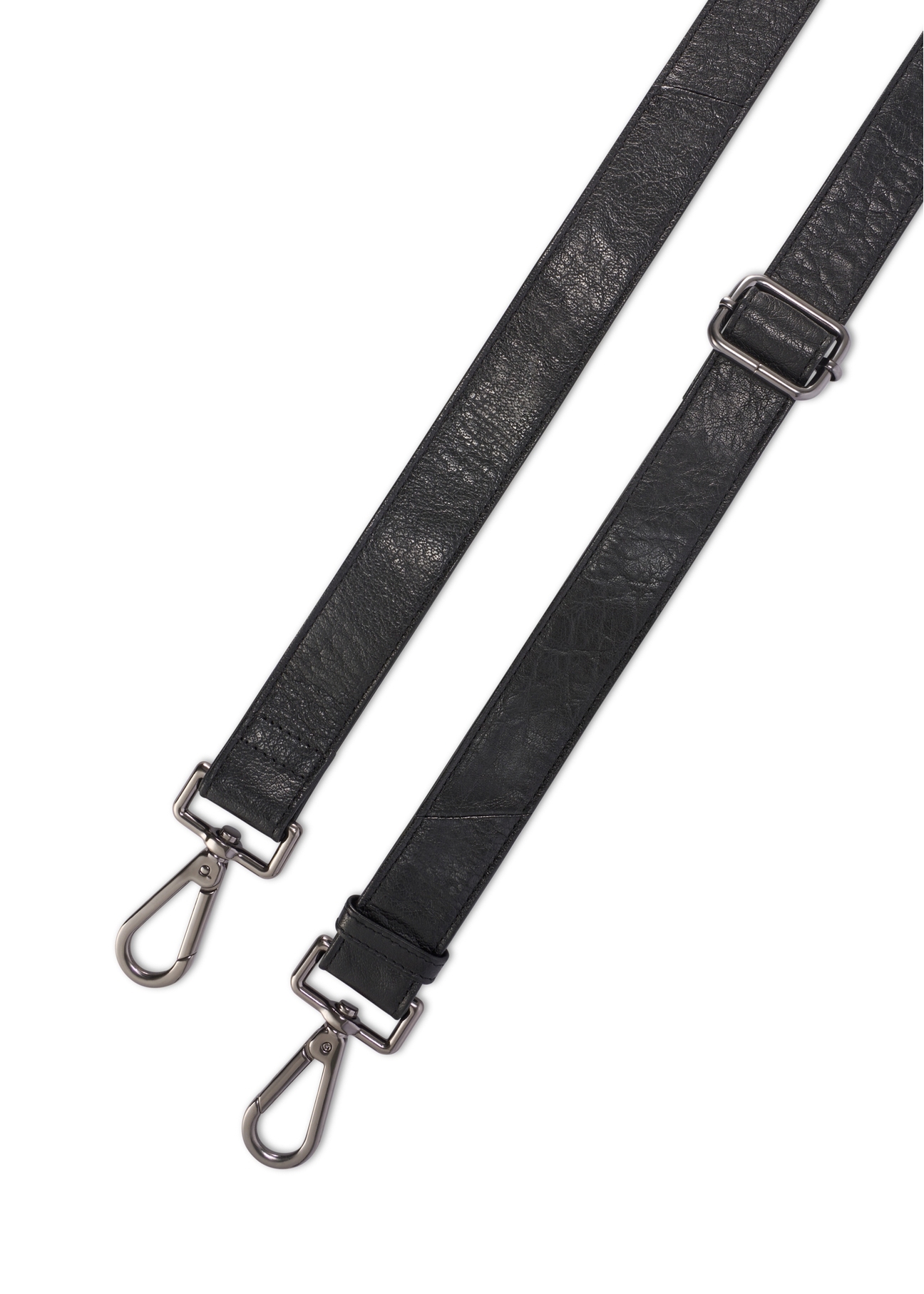 Black large leather men's bag TORMS-0489-99(W26) - stripes view, on white background.