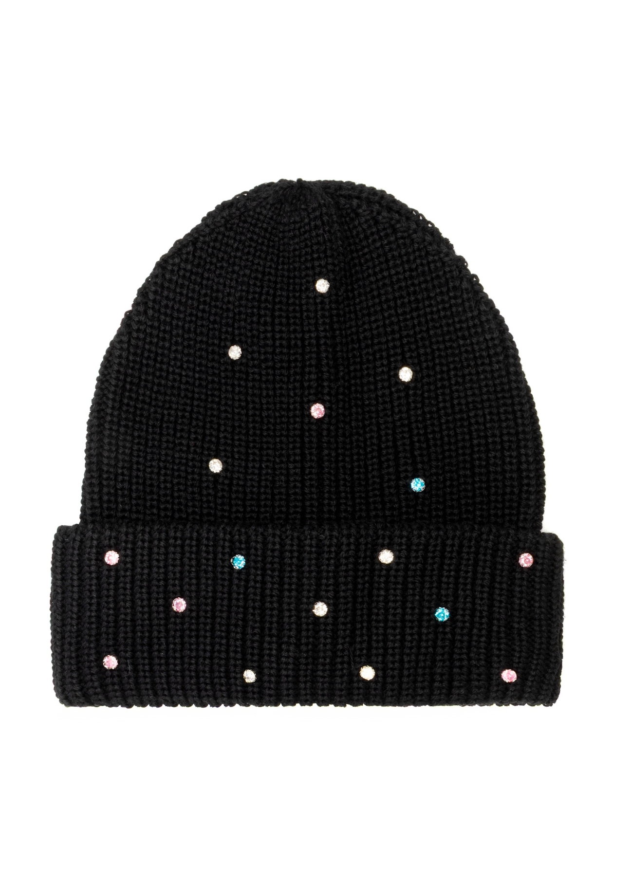 Black women's wool hat CZADT-0207-99(Z25), front product view on white background.