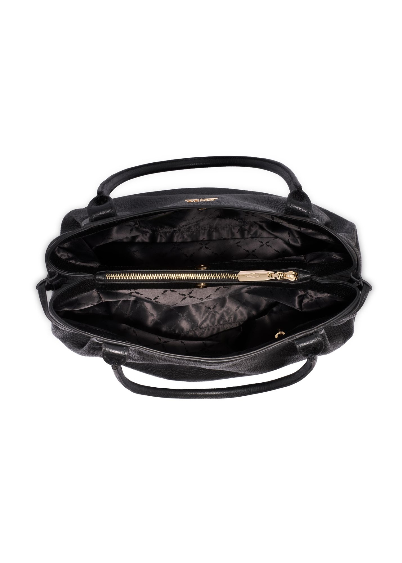 Black leather shopper bag TORES-1360-9I(Z26) - product view from above, on a white background.