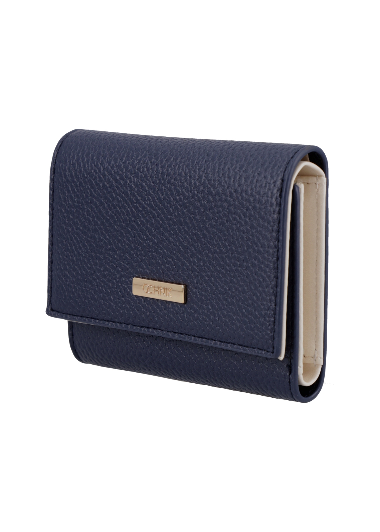 Dark navy blue medium women's wallet POREC-0440-7E(Z26), diagonal product view on white background.