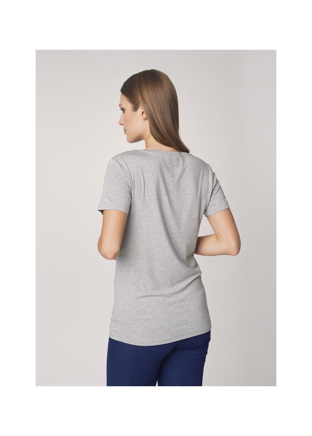 Grey Women's T-shirt with oriole TSHDT-0080-91(Z21)-02