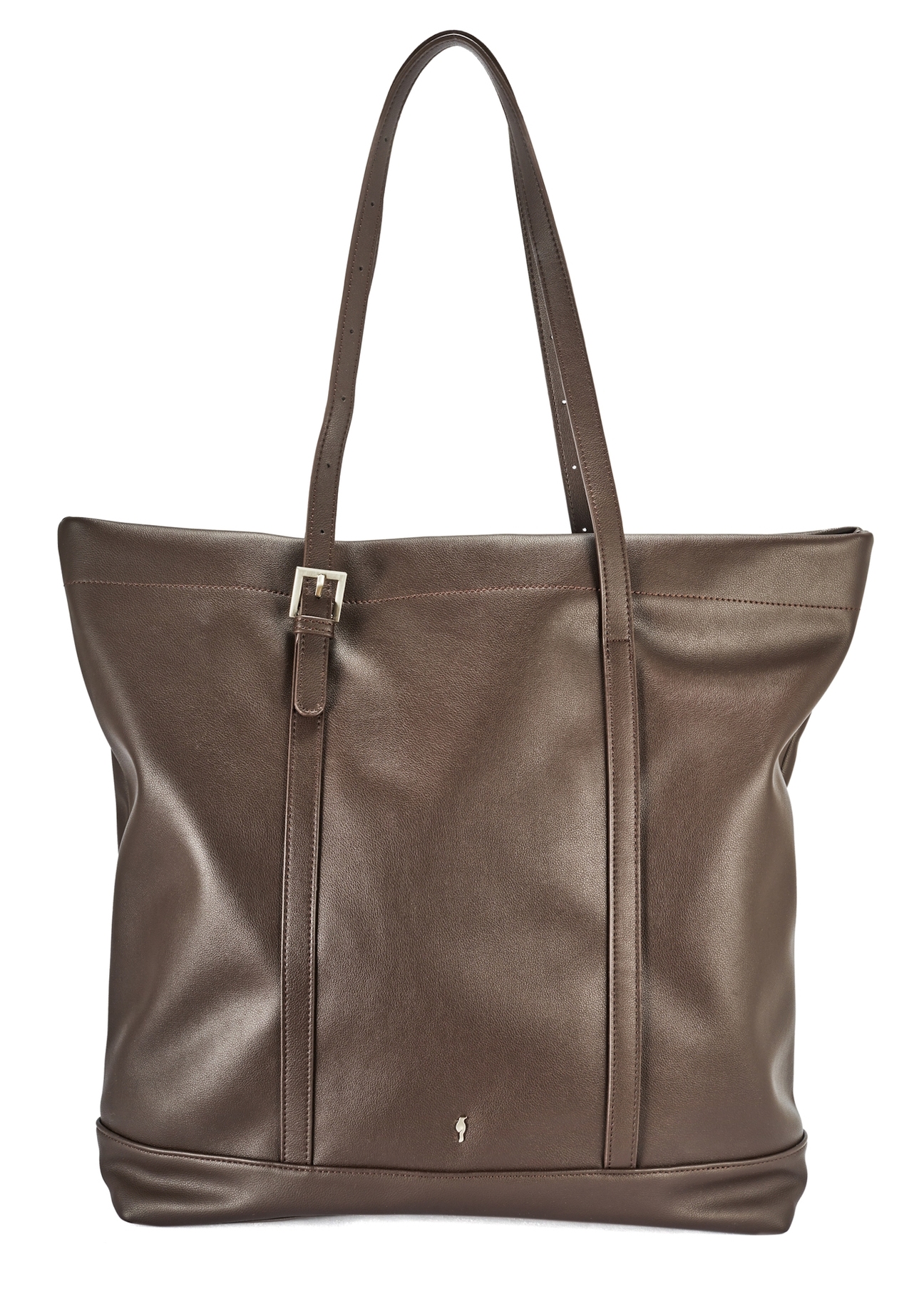 Large brown women's shopper handbag TOREC-1067-89(Z25), product view from the front on a white background.