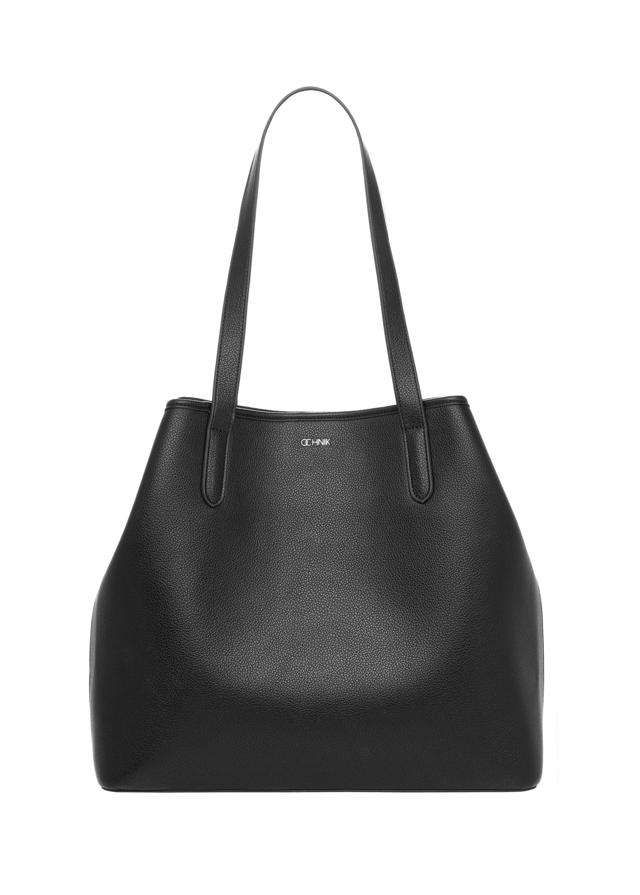 Women's shopper bag in black TOREC-0816-9I(Z26), product view from the front on a white background.-02
