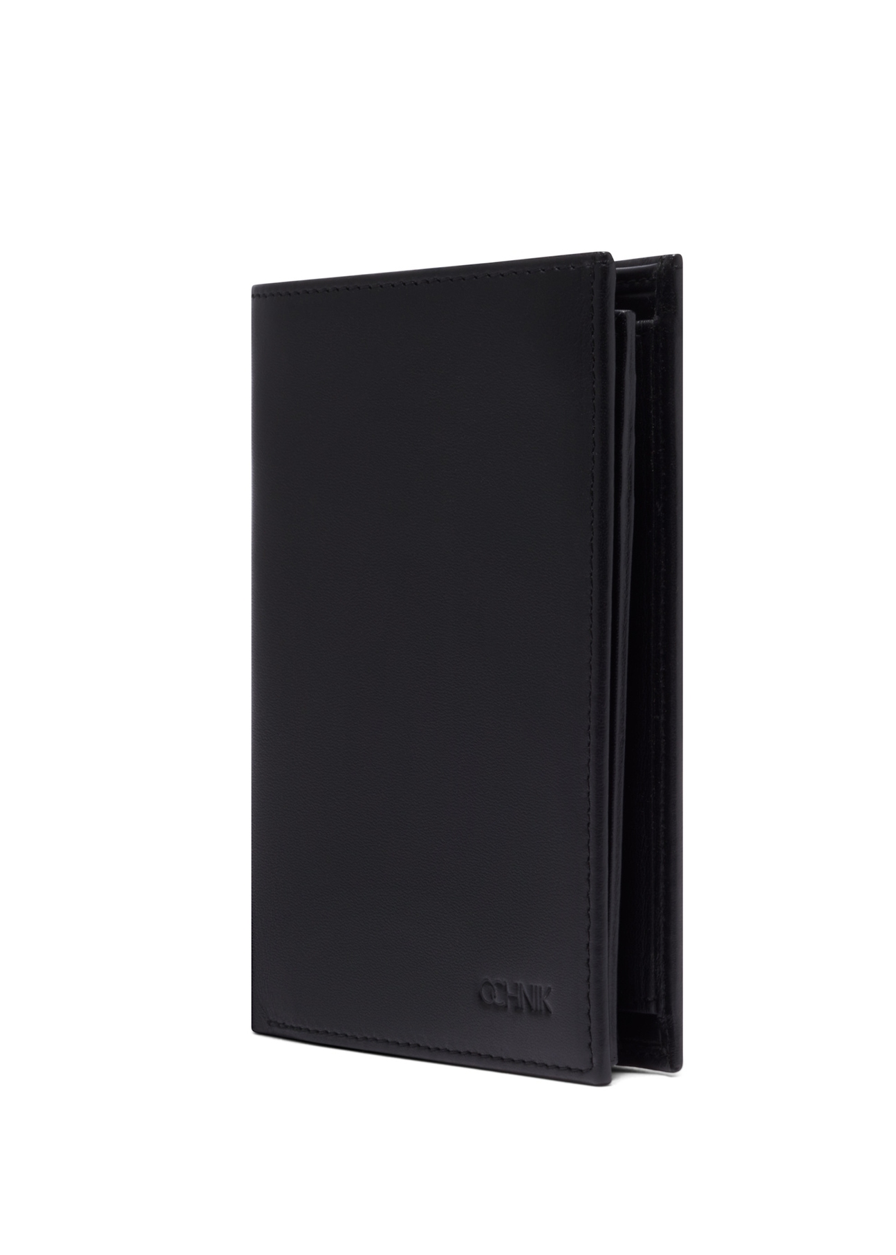 Black men's leather wallet PORMS-0713-99(Z26), diagonal product view on white background.