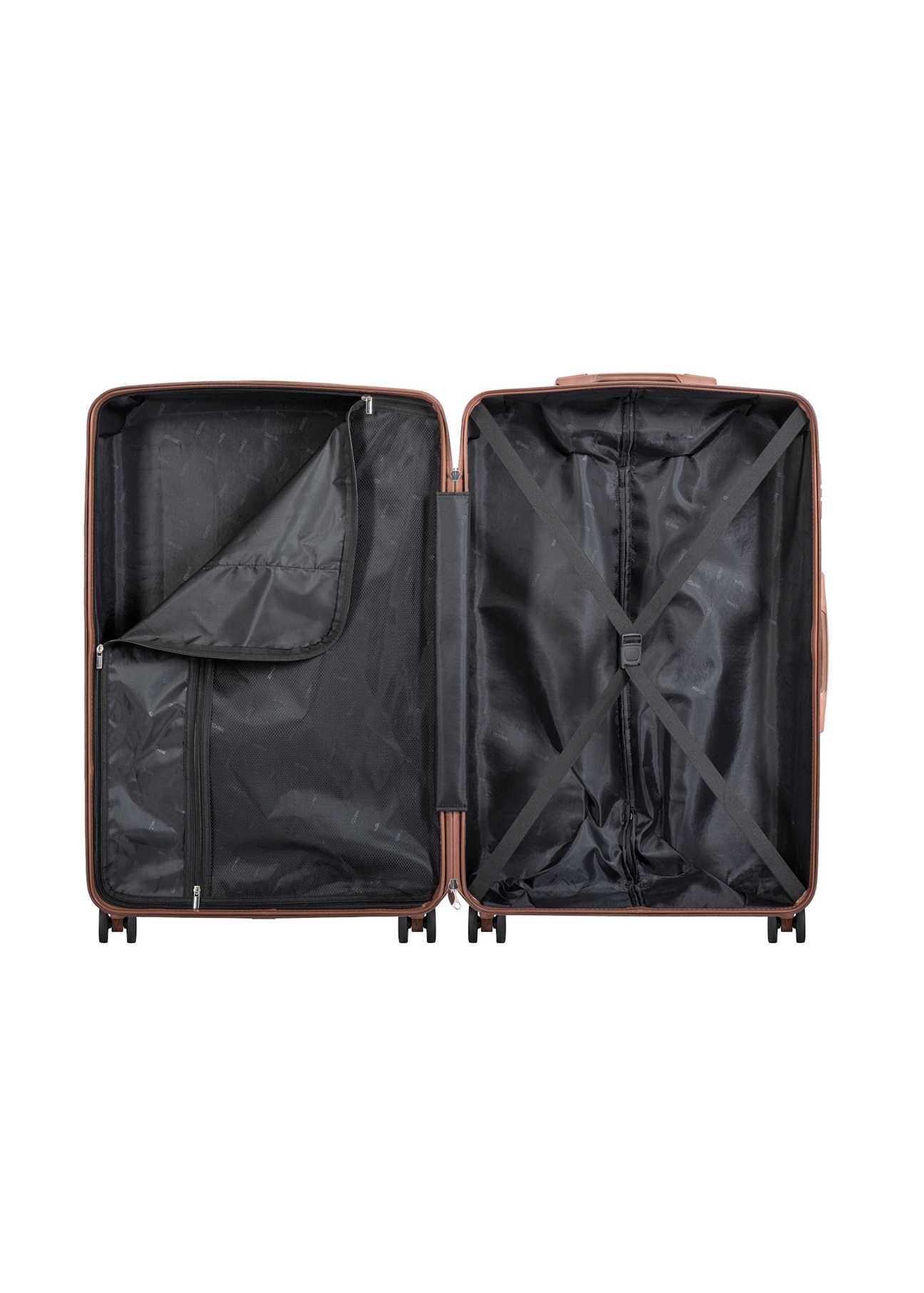 Large suitcase on wheels WALAB-0084-7D-28(W26), product view inside on white background.