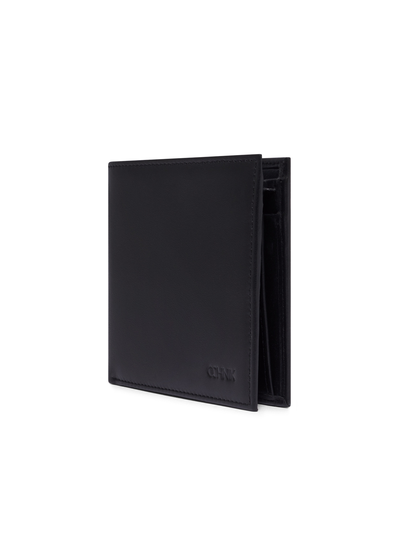 Black men's leather wallet PORMS-0714-99(Z26), diagonal product view on white background.