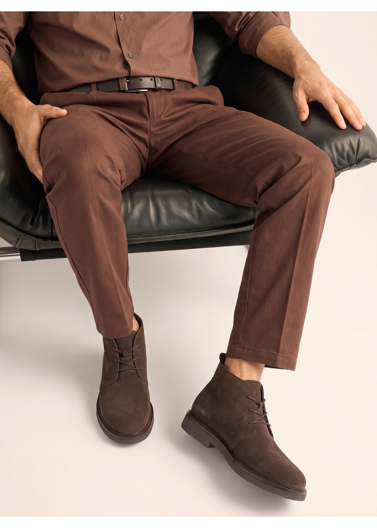 Dark brown suede men's ankle boots BUTYM-0545-1I(Z26)