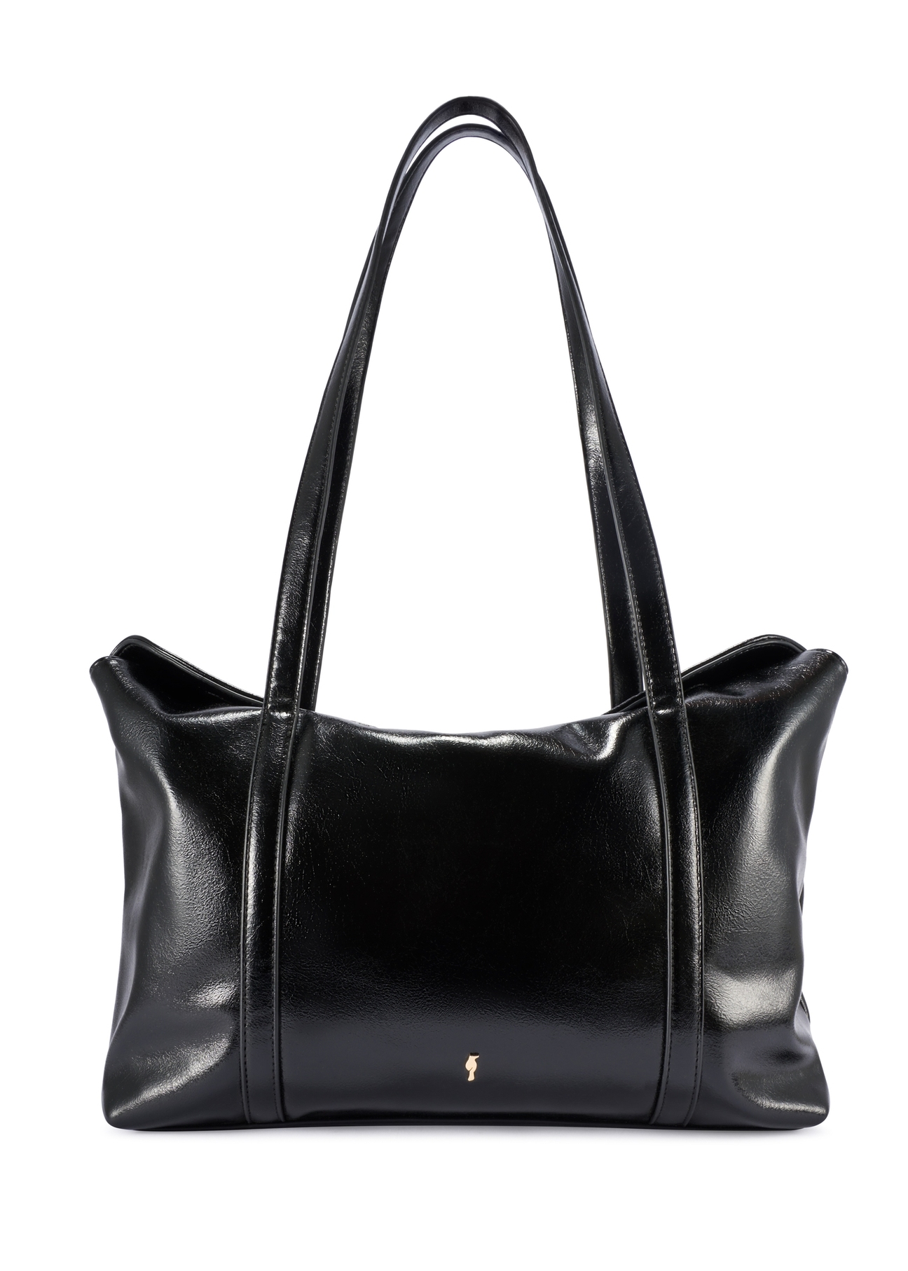 Black women's shopper bag TOREC-1206-9F(W26) - front product view, on white background.