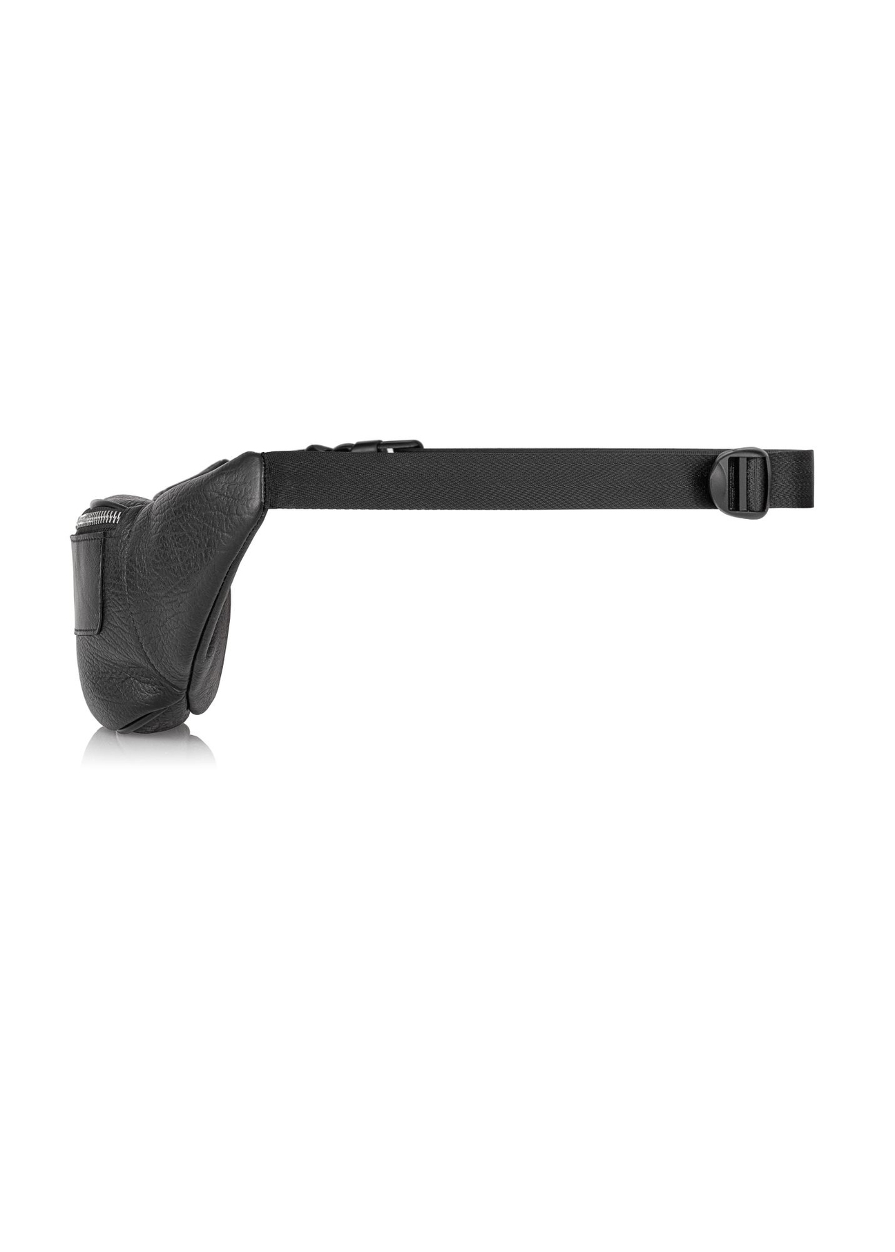 Men's black leather waist bag with logo TORMS-0295A-99(Z25) - side view of the product on a white background.