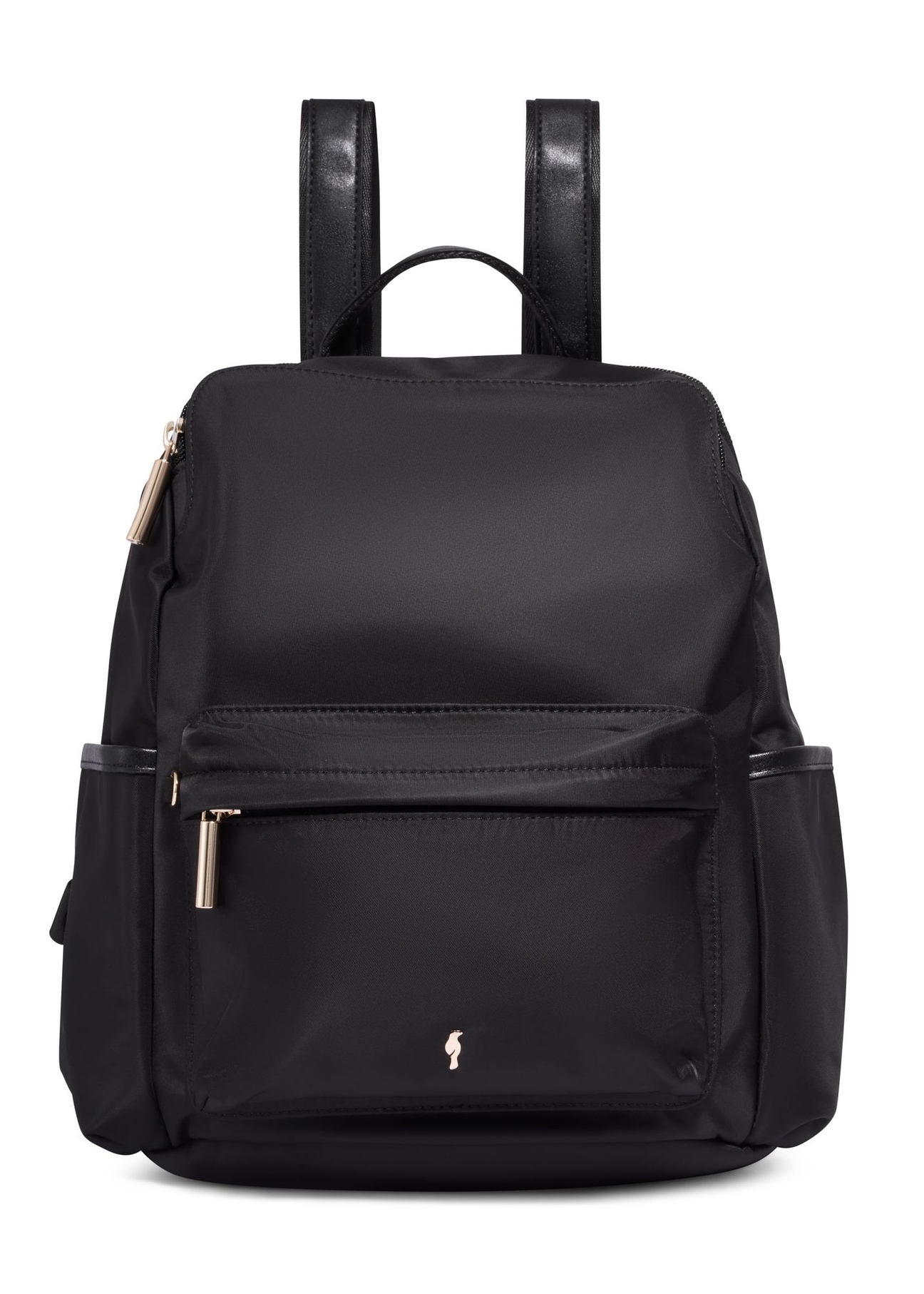 Black women's backpack with pockets TOREN-0350-99(Z26) - front product view, on a white background.