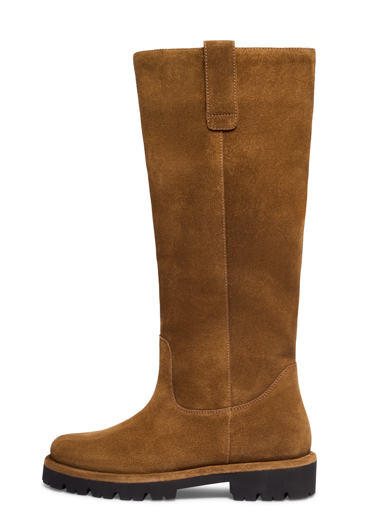 Women's suede boots in cognac color BUTYD-1357-1F(Z26), side view of the product on a white background.