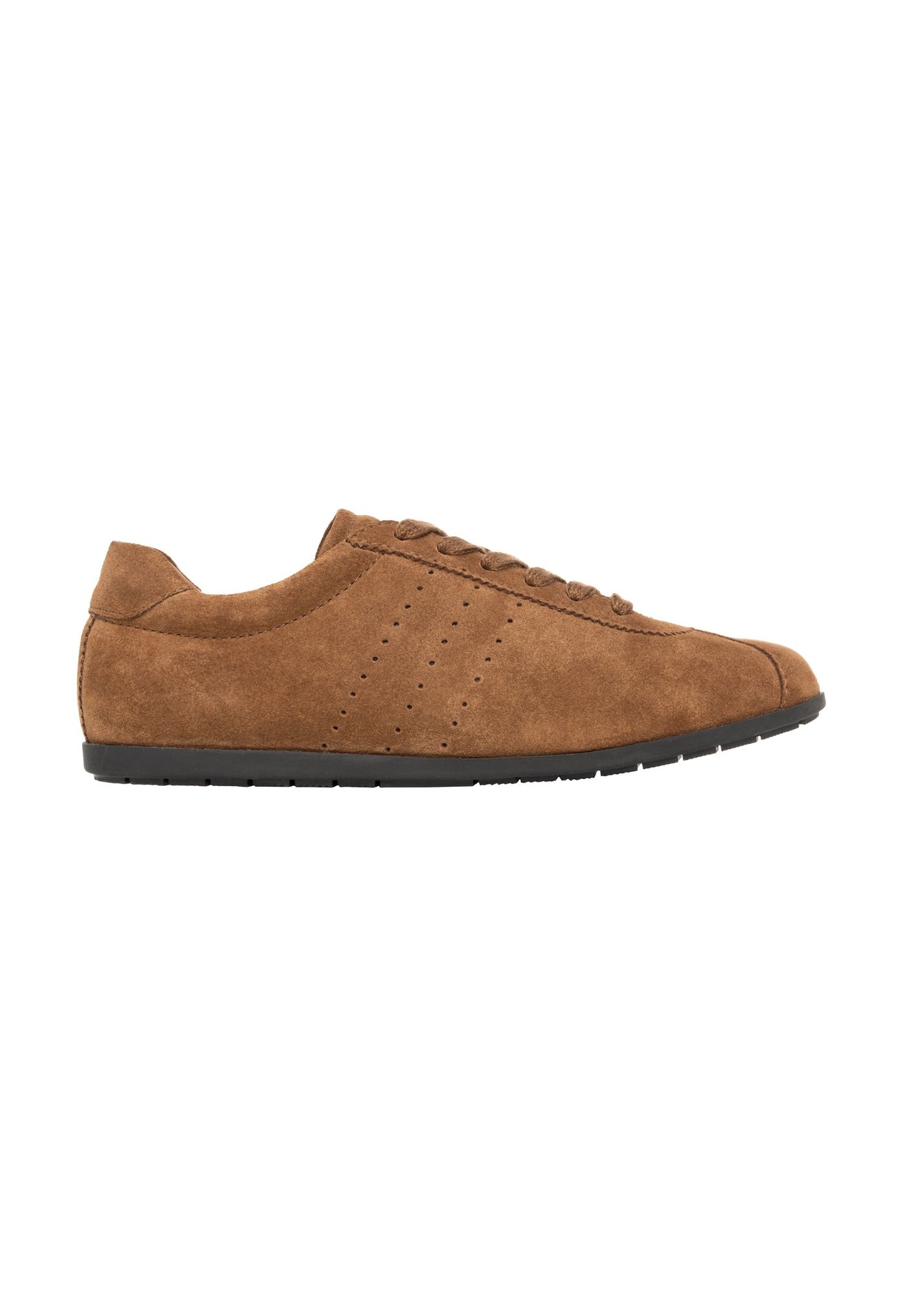 Cognac suede women's sneakers BUTYD-1293-1F(Z26) - front product view, on a white background.