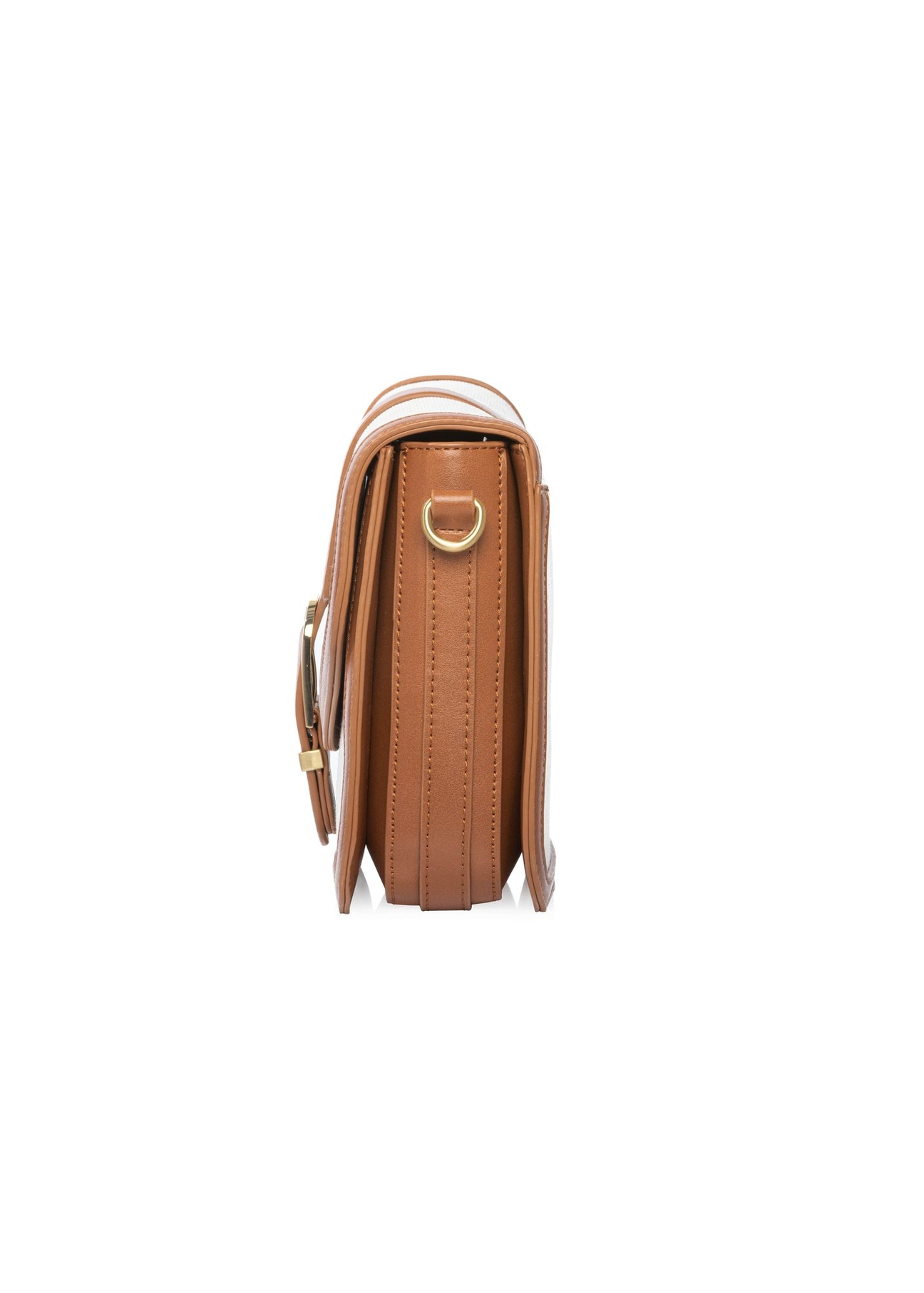 Beige women's messenger bag TOREC-1203-0P(W26) - side view of the product, on a white background.