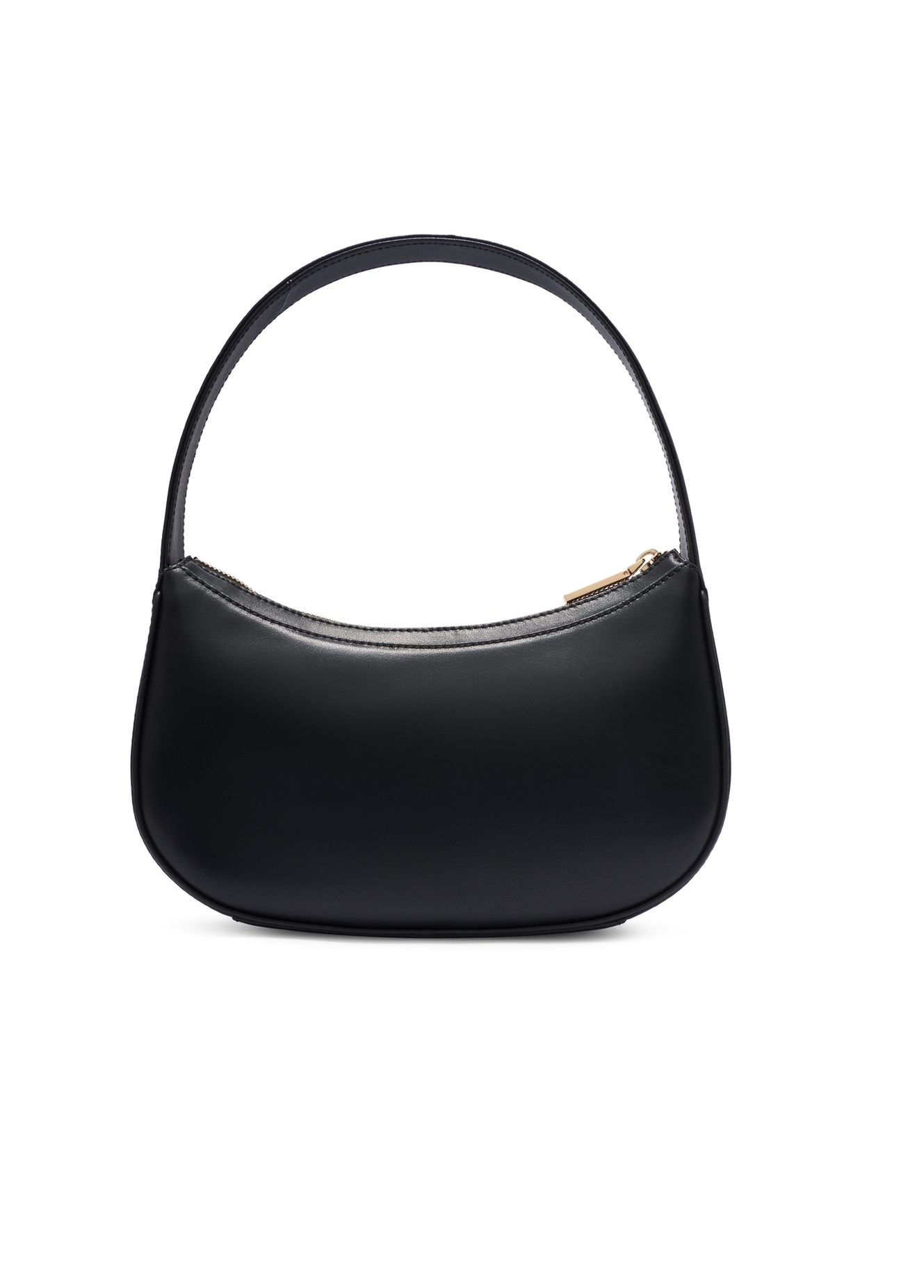 Black small leather women's handbag TORES-1263-99(W26), product view from the back€ on a white background.