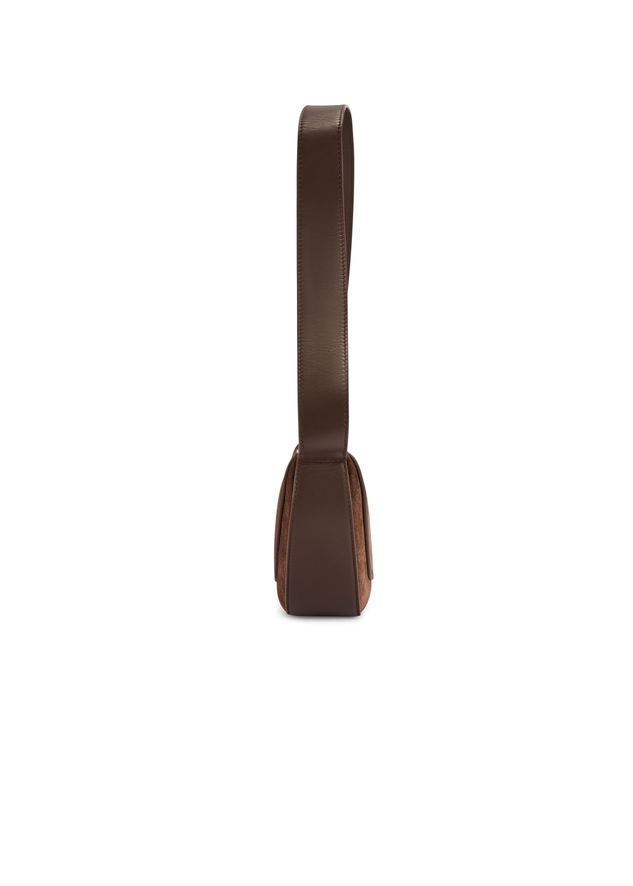 Brown suede semi-circular women's handbag TORES-1178-89(Z25) - side view of the product on a white background.