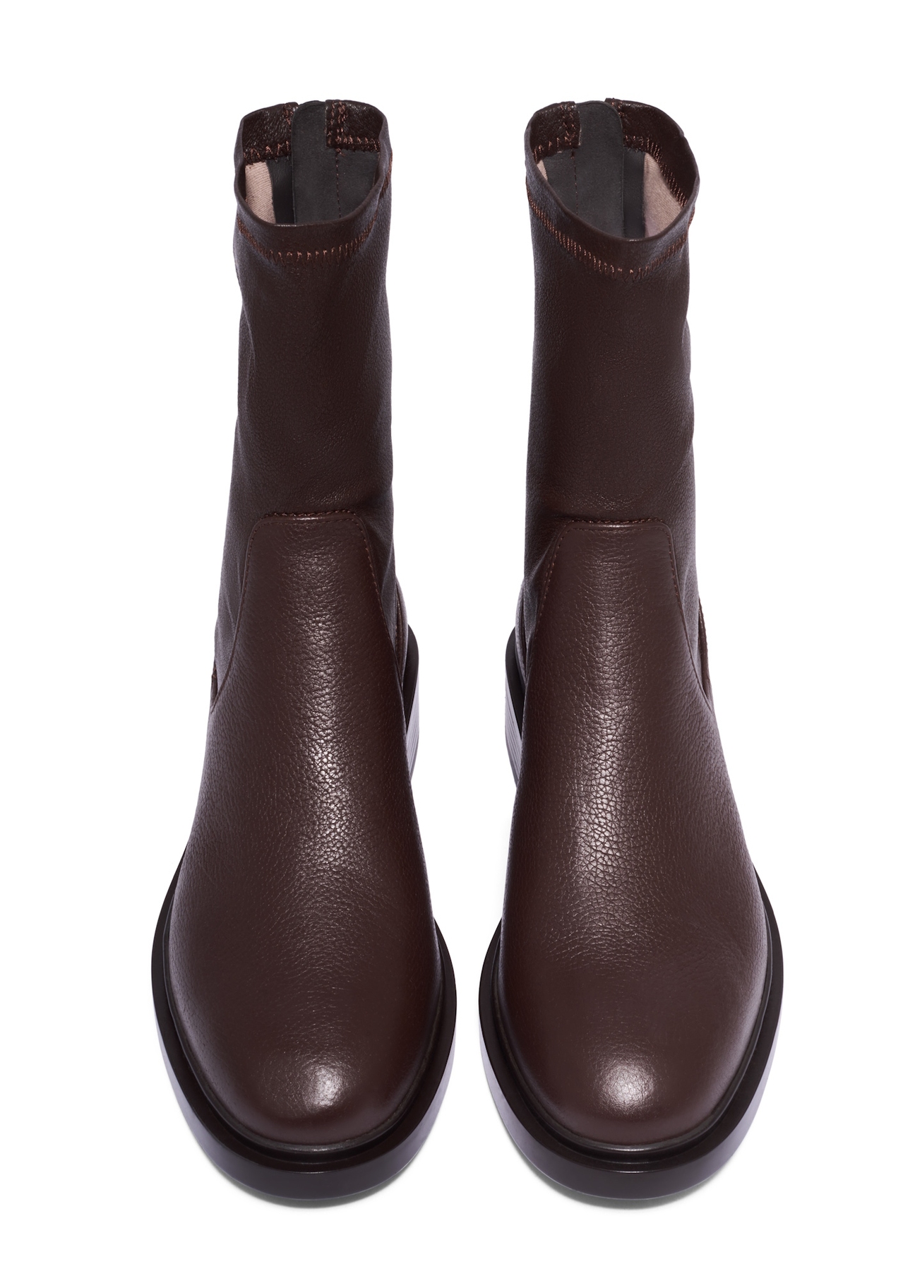 Dark brown leather women's ankle boots BUTYD-1296-1I(Z26), front product view on white background.