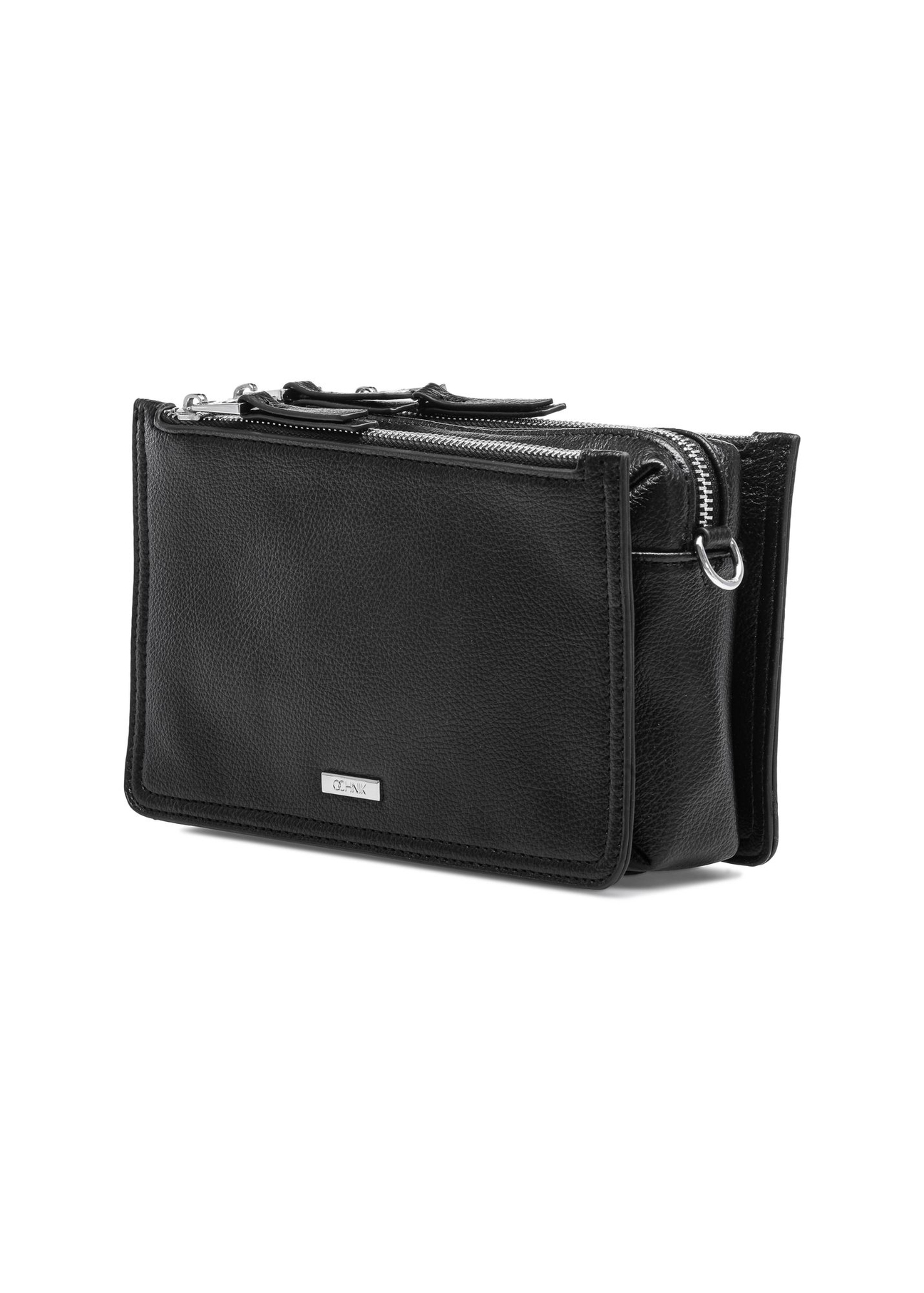 Black three-compartment women's handbag TOREC-1016-99(W25)-02