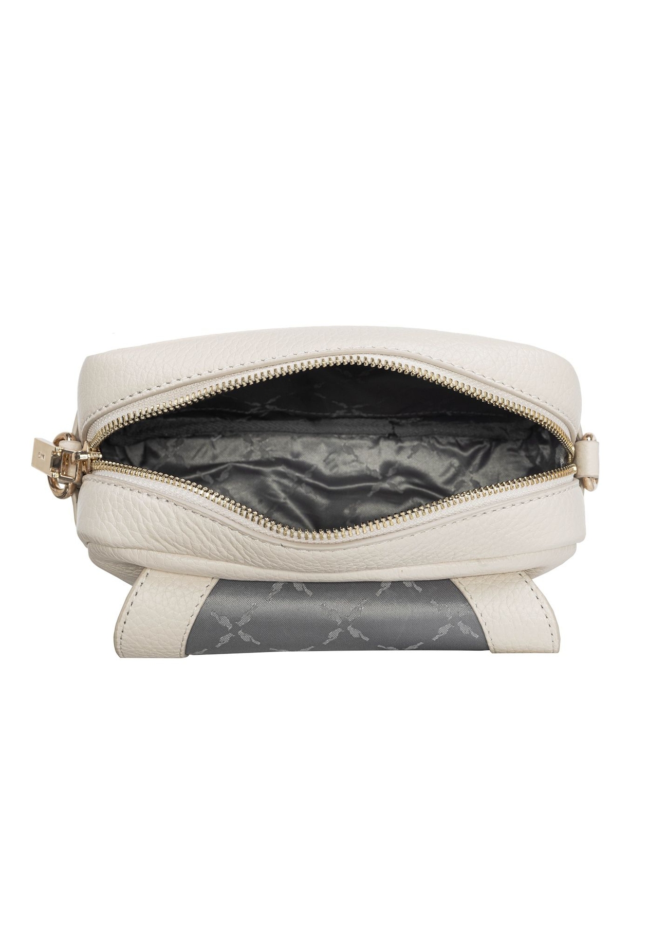 Cream leather women's messenger bag TORES-0958E-0B(W26), product view inside on white background.