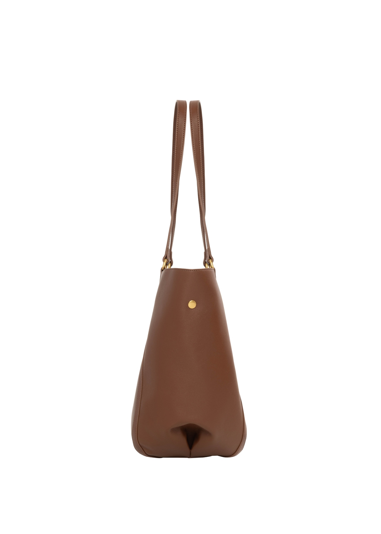 Light brown women's shopper bag TOREC-1296-3D(Z26), product view from the side on a white background.