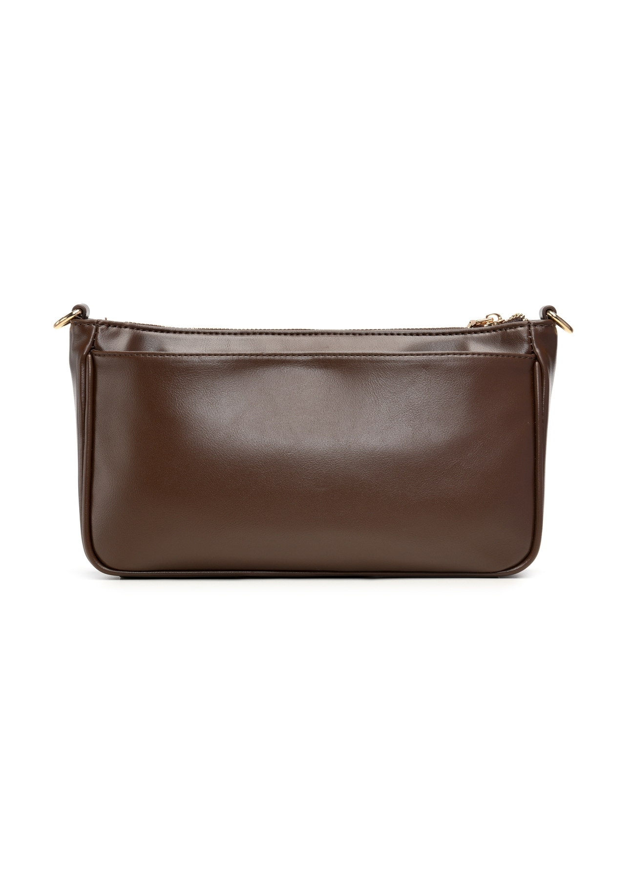Brown women's shoulder bag TOREC-1245-1H(Z26), product view from the back on a white background.