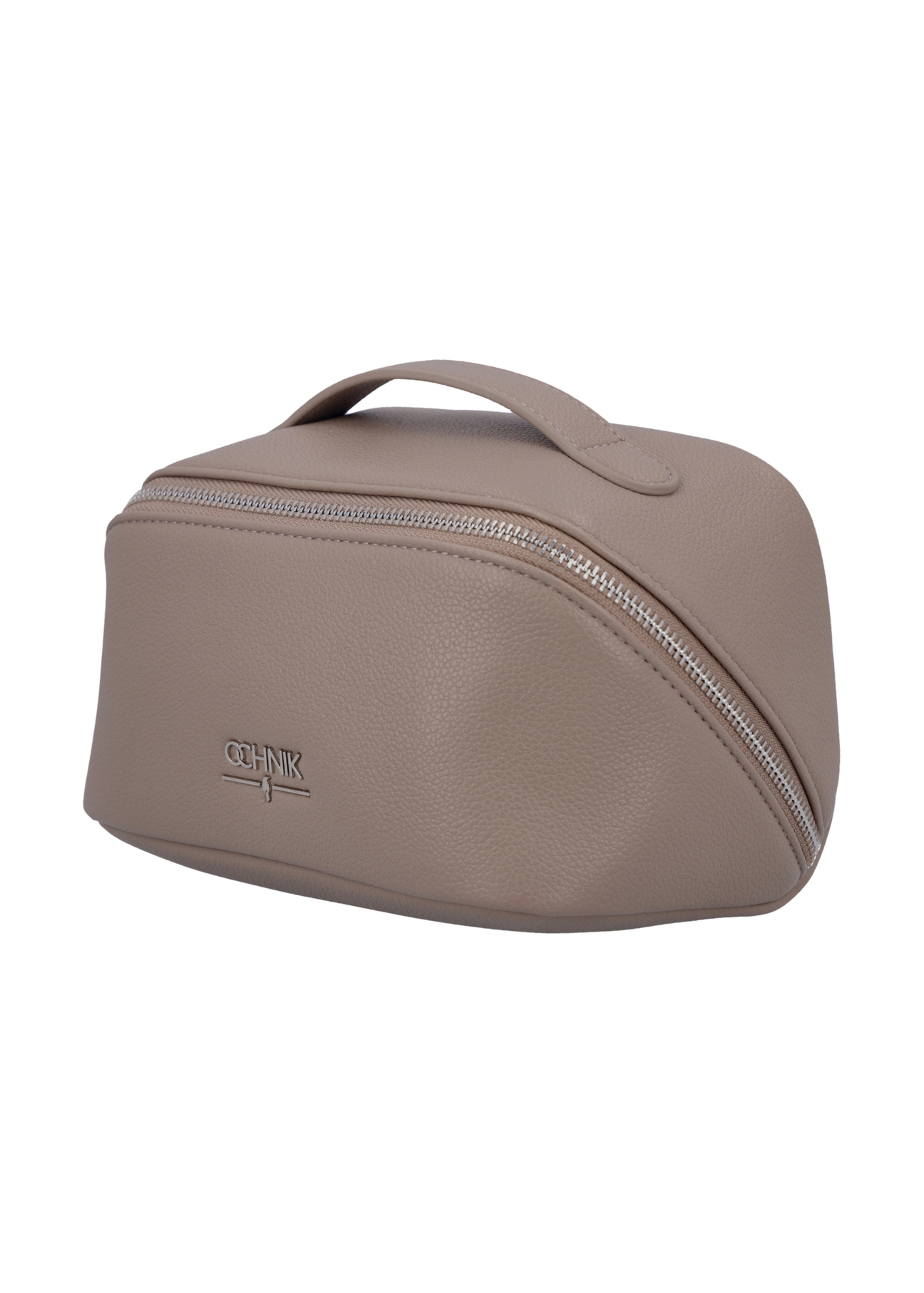 Women's cosmetic bag in cool beige color TOREC-1310-1K(Z26), diagonal view of the product on a white background.